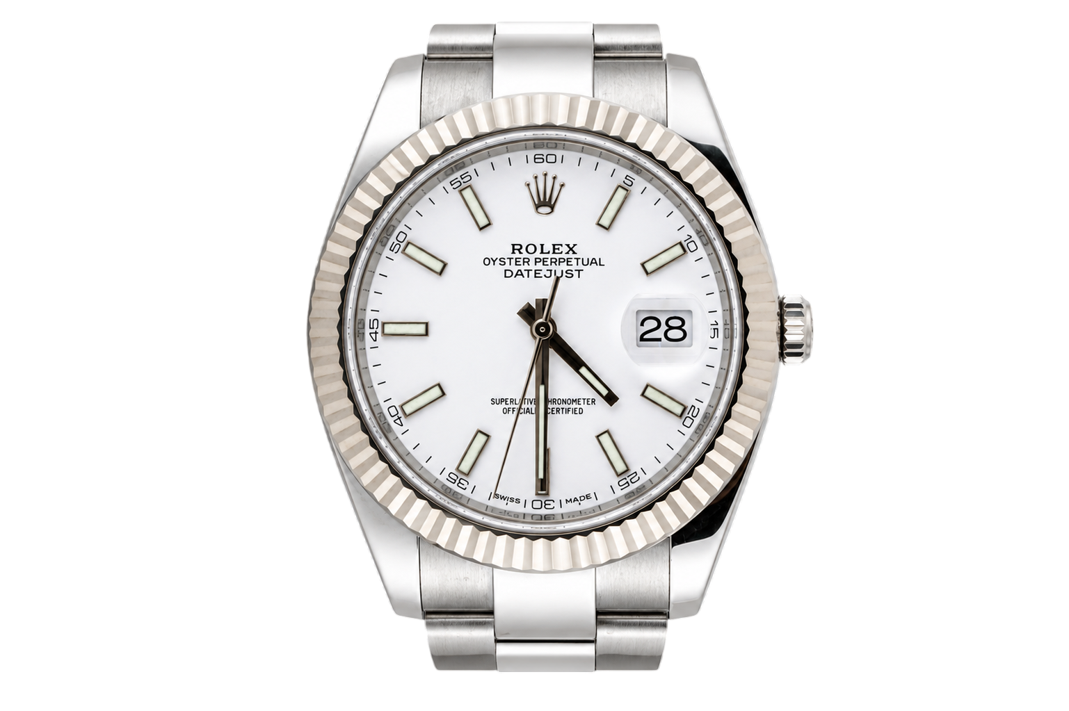 Rolex Datejust White Stainless Steel 126334 41mm Oyster Fluted Watch SKU: JNGKM04260A3