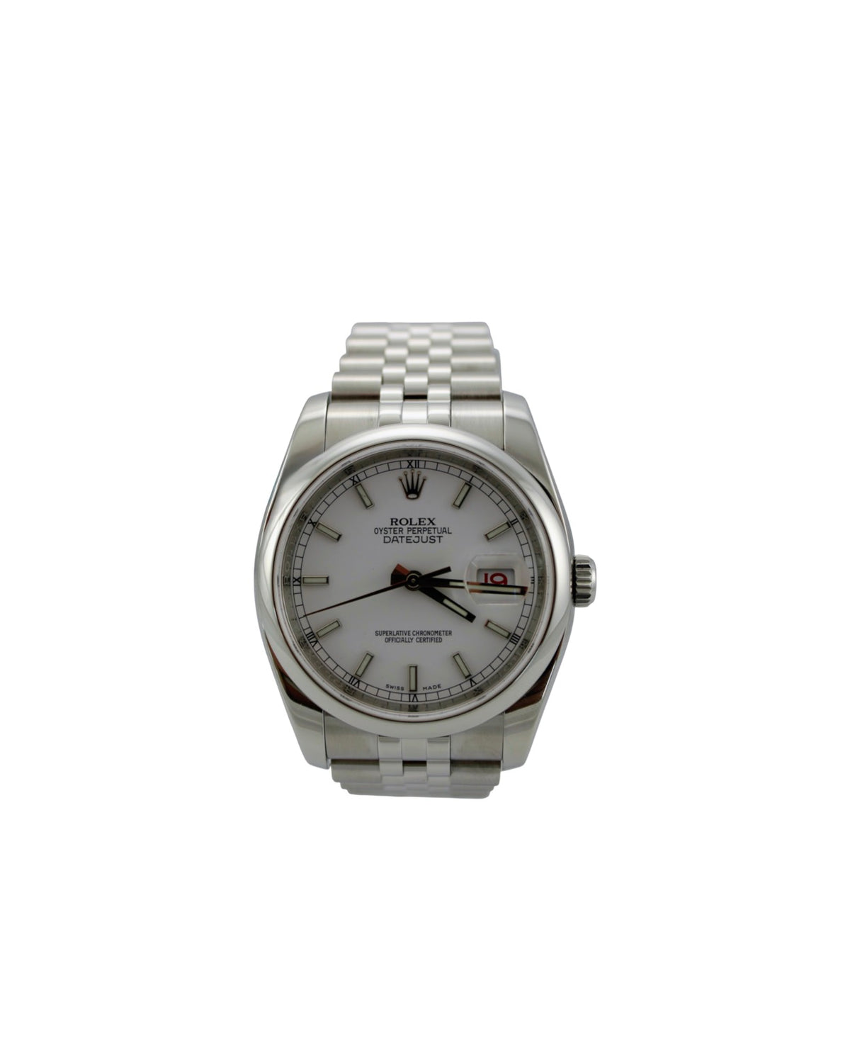 Rolex Datejust White Stainless Steel Date 116200 36mm Jubilee Smooth Red Roulette Watch SKU: JMGKM0426510