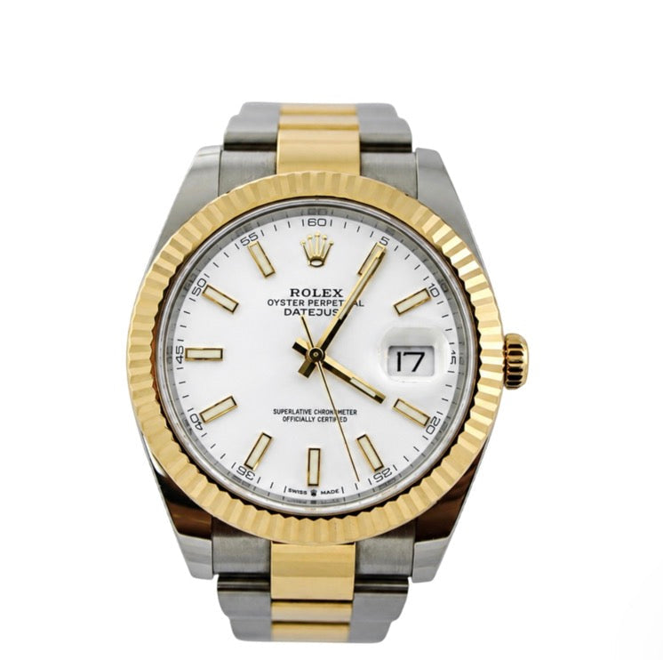 2019 Rolex Datejust White Two-Tone 18K Gold Steel 126333 41mm Oyster Fluted Watch With Box and Papers SKU: JLLOGG0826587