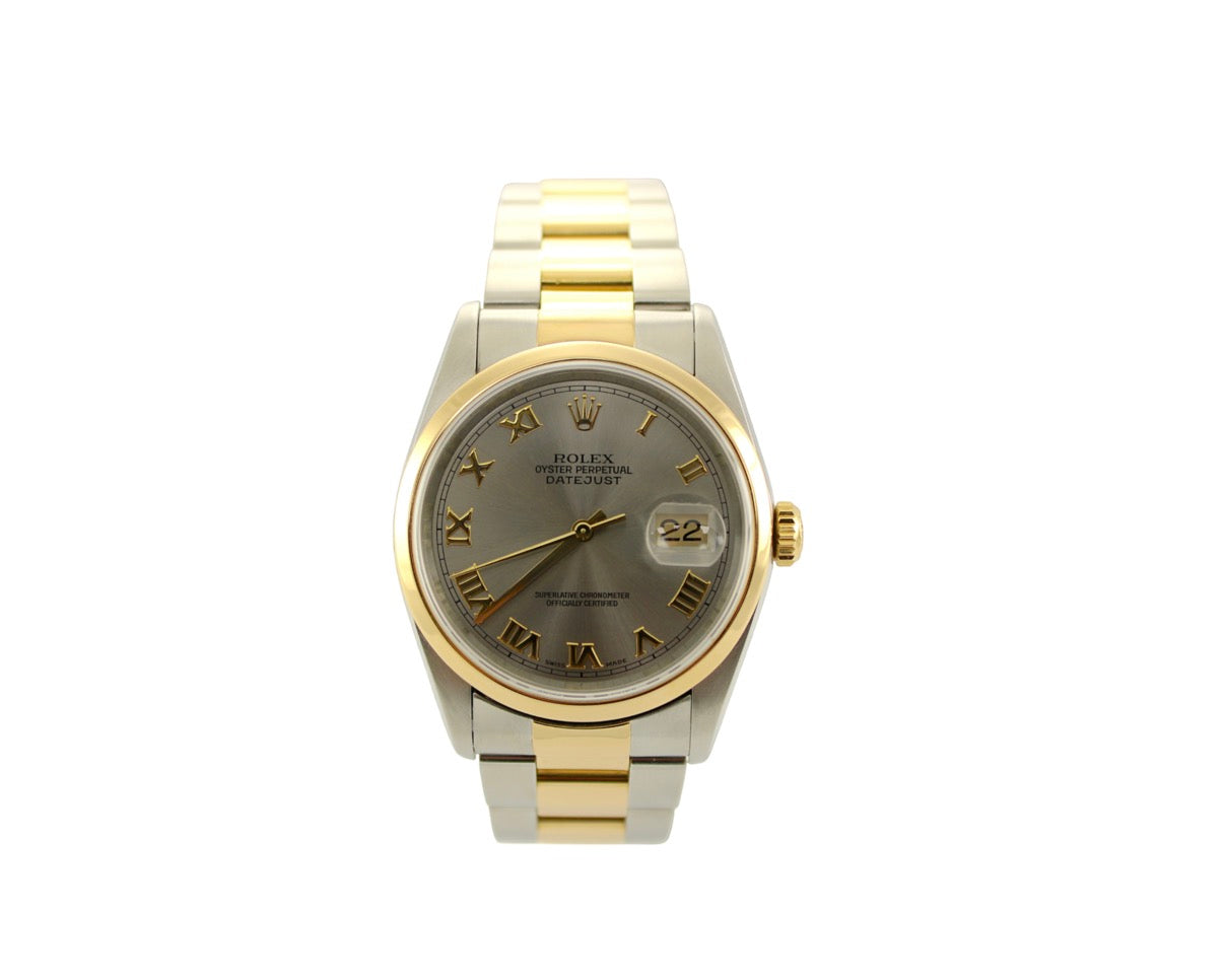 1996 Rolex Datejust Slate Grey Two-Tone 16203 36mm Oyster Watch SKU: JMGMG0826938