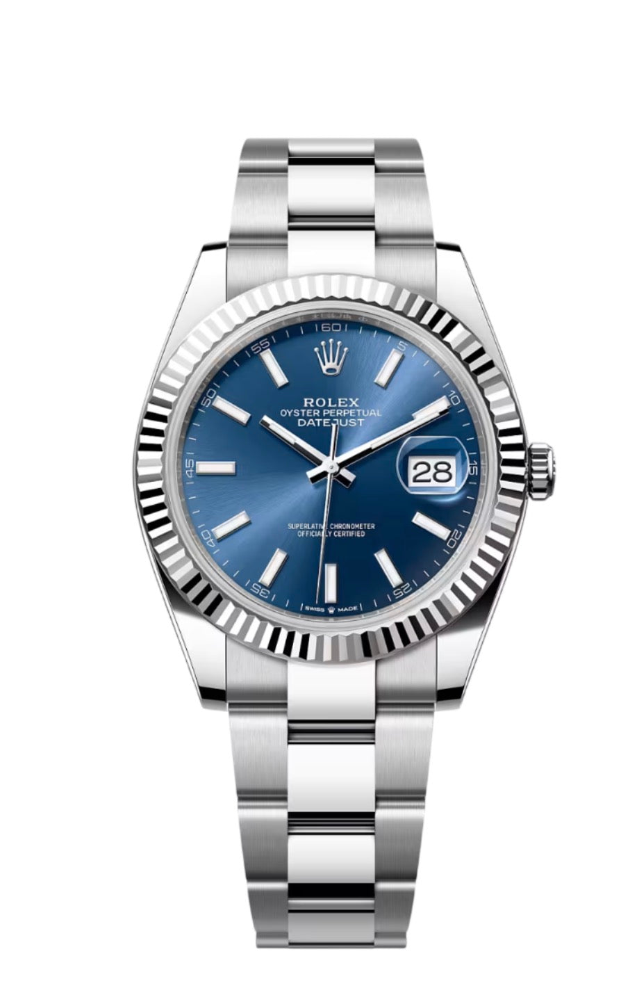 NEW JANUARY 2026 Rolex Datejust 41 Blue 126334 41mm Fluted Bezel Oyster Watch With Box and Papers SKU: JLEOMG03266Z6