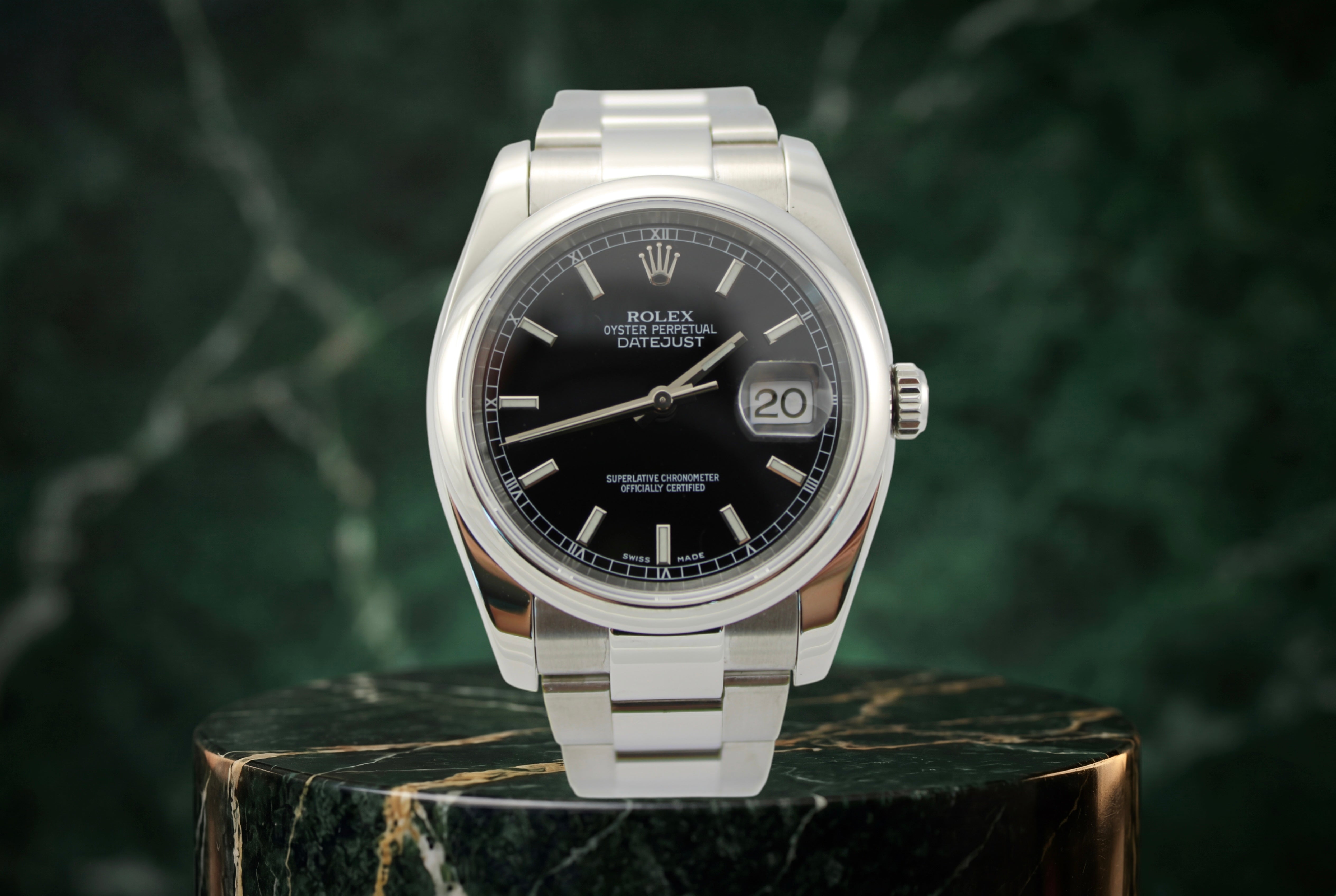 Rolex Datejust Black Stainless Steel Date 116200 36mm Oyster Smooth Red Roulette Watch SKU: JMGGG0426079