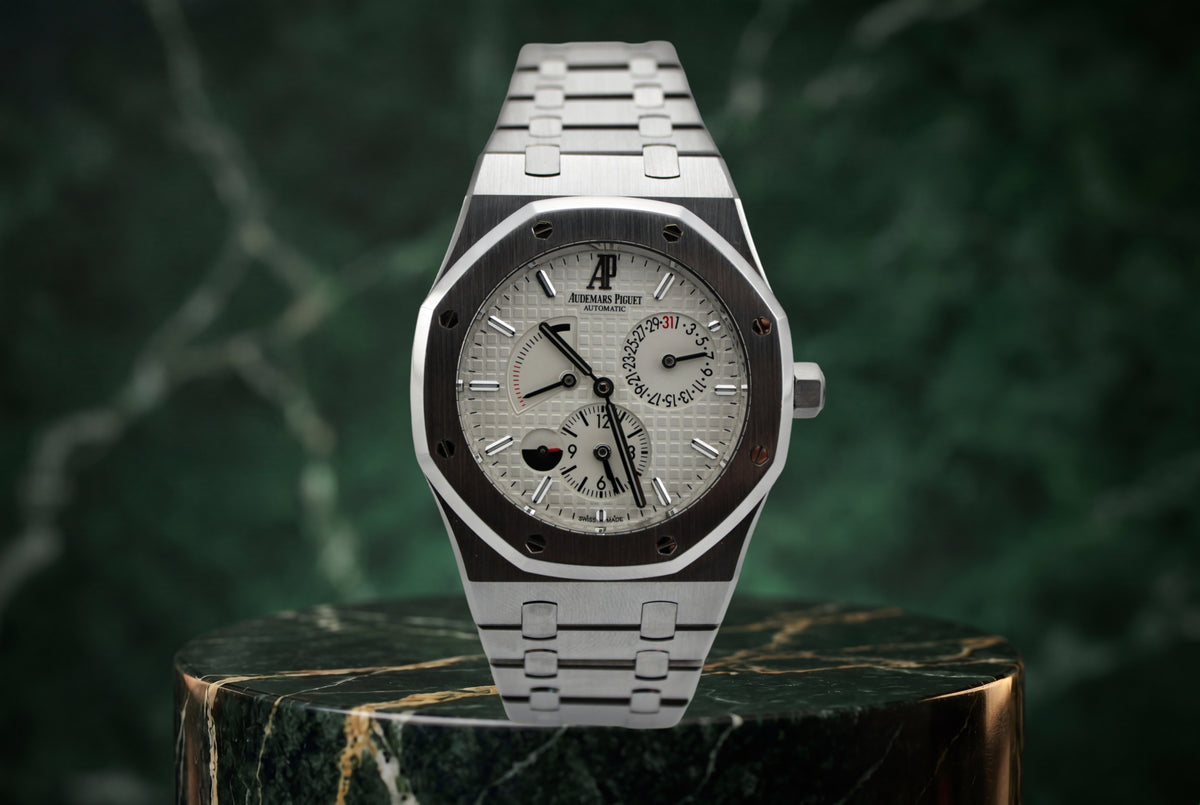2015 Audemars Piguet Royal Oak White Dual Time Steel 26120ST 39mm Watch With Box and Papers SKU: JVVMKM0326522