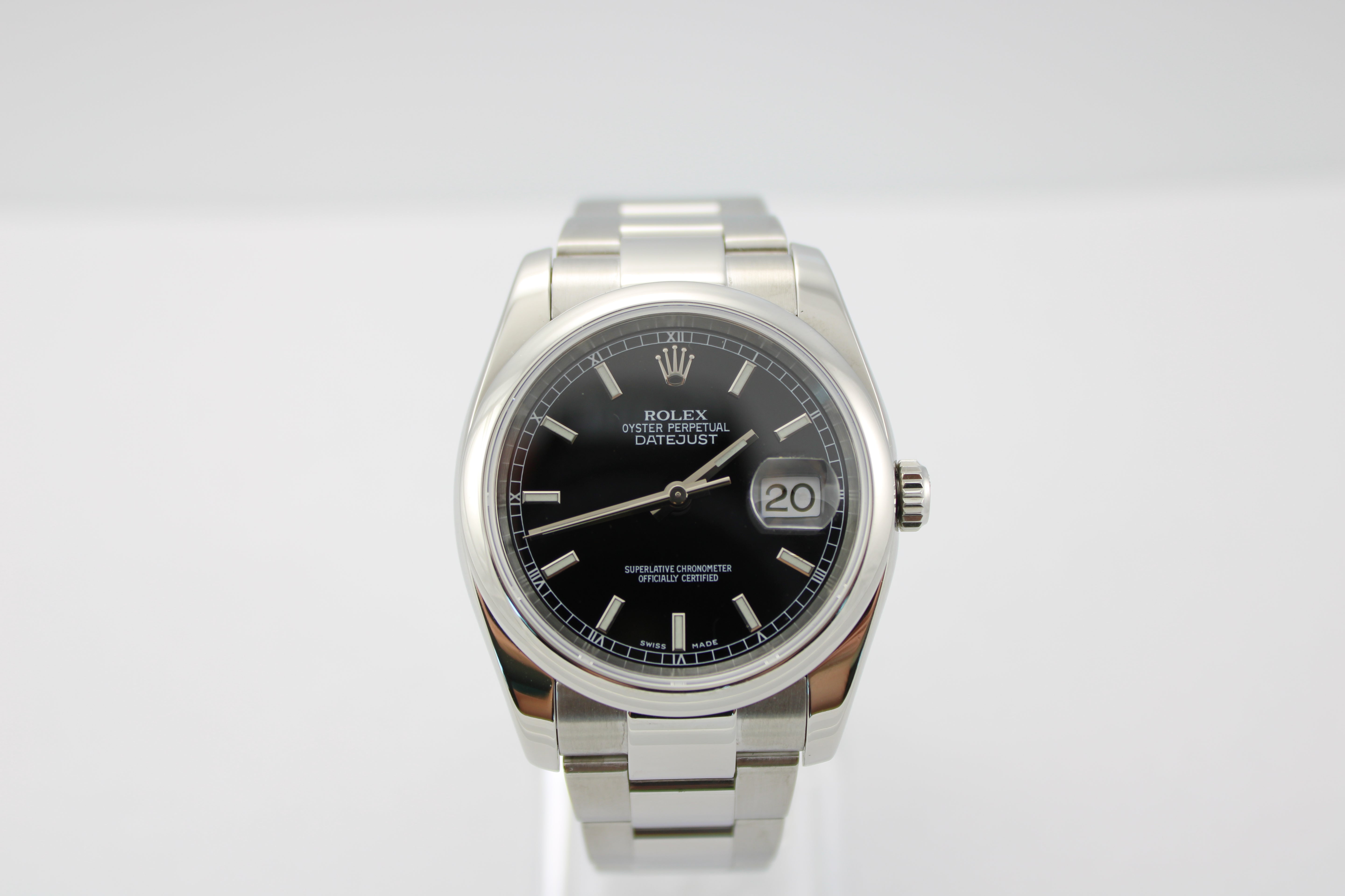 Rolex Datejust Black Stainless Steel Date 116200 36mm Oyster Smooth Red Roulette Watch SKU: JMGGG0426079