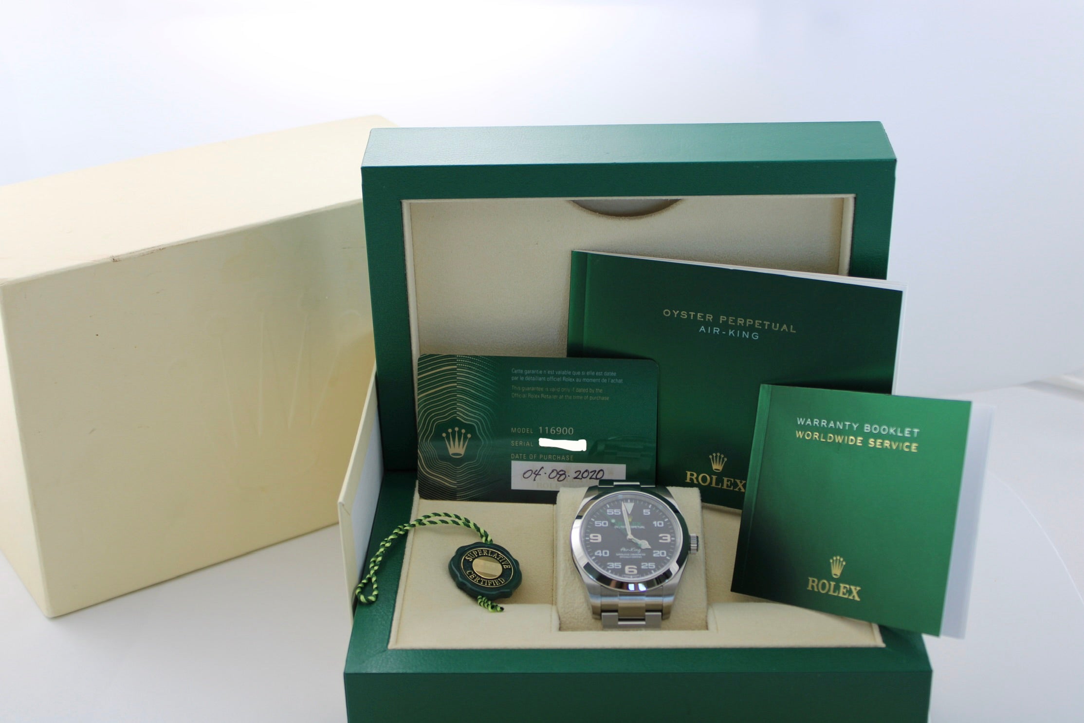 2020 Rolex AirKing Black 3-6-9 Stainless Steel 116900 40mm Smooth Oyster Watch With Box and Papers SKU: JAKKM0326369