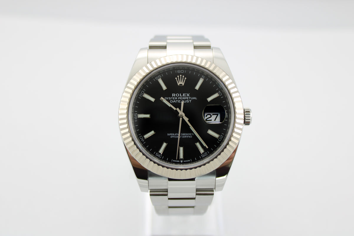Rolex Datejust 41 Black 126334 41mm Fluted Bezel Stainless Steel Oyster Watch SKU: JNAGG0326985