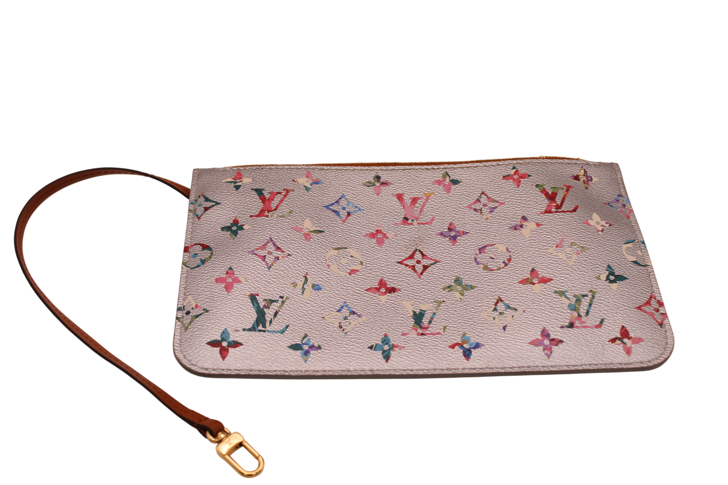 Louis Vuitton Metallic Monogram LV Garden Neverfull MM Silver With Pochette