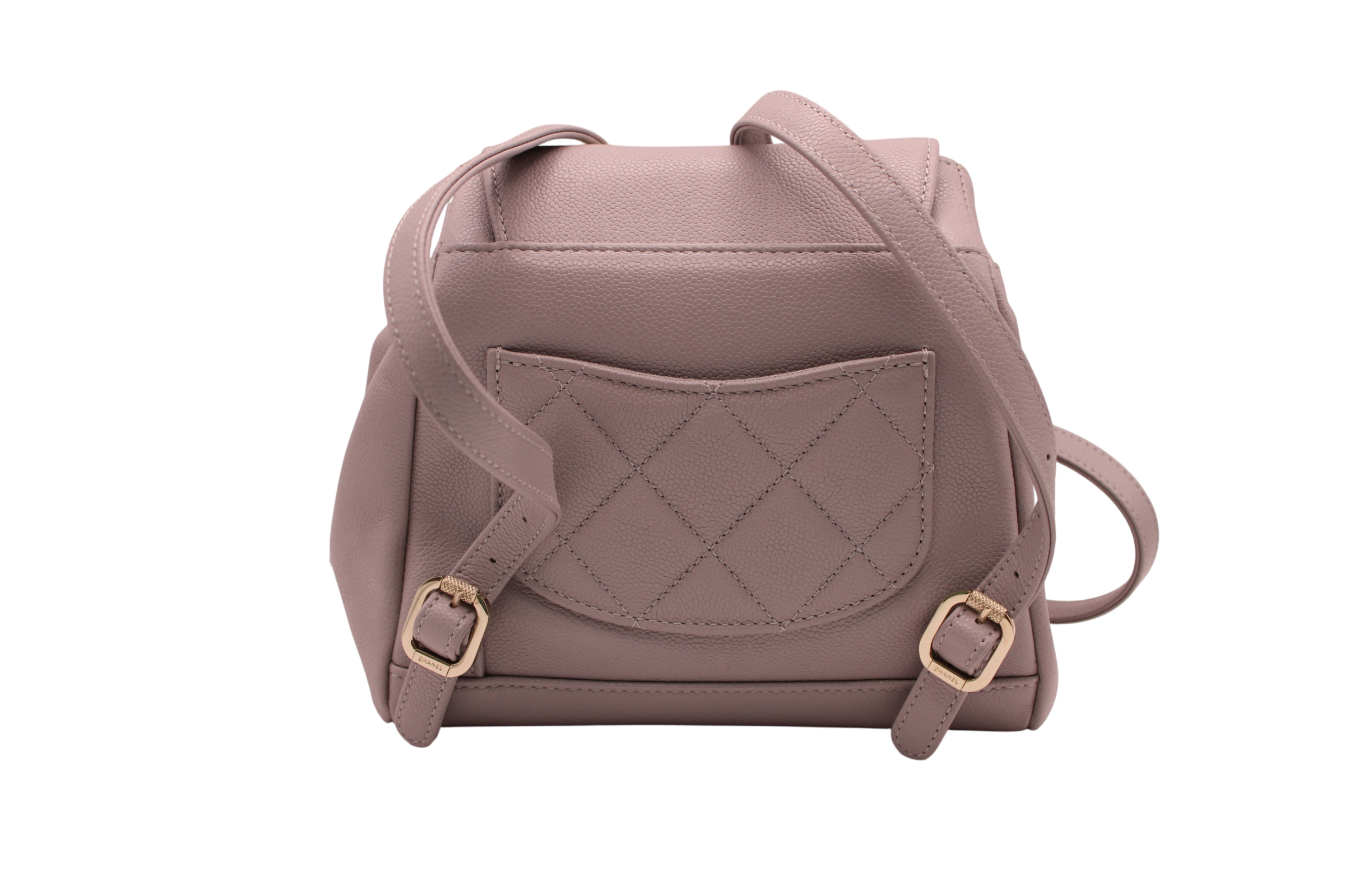 NEW Chanel Business Affinity Grey Backpack With Shiny Caviar Gold Hardware
