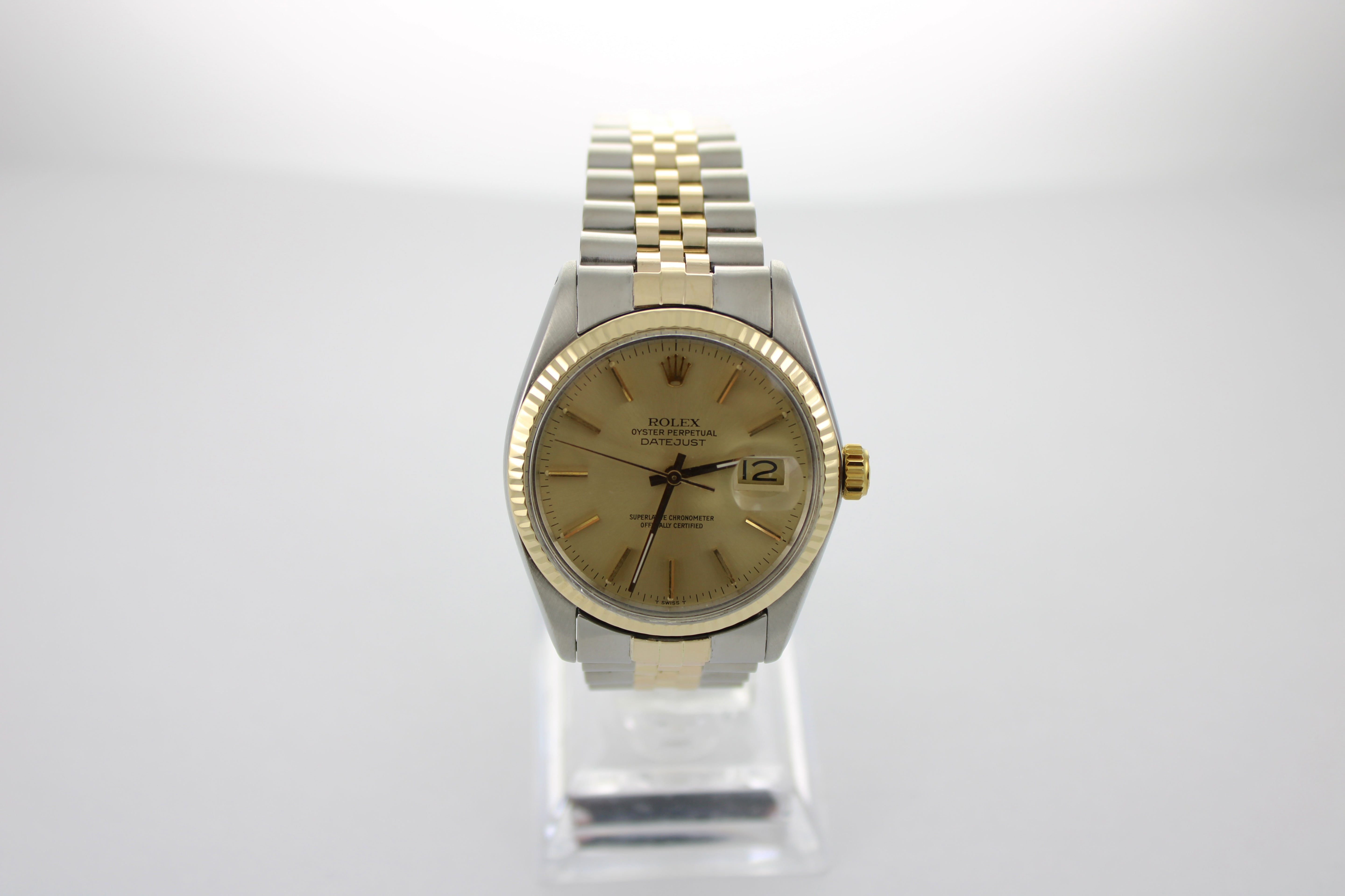 1974 Rolex Datejust Champagne Two-Tone 16013 36mm Jubilee Watch SKU: JEMGG0826812