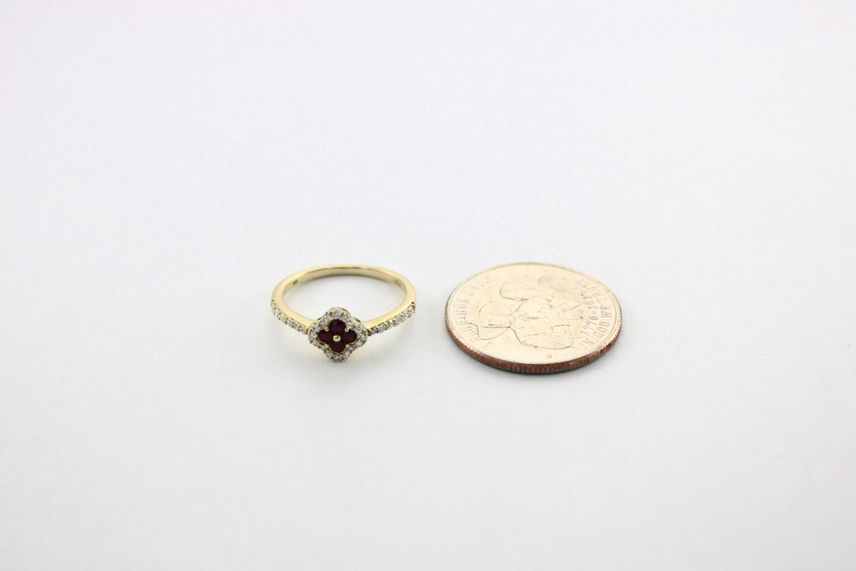 0.23 Carat Diamond 0.16 Carat Ruby 14K Yellow Gold Ring