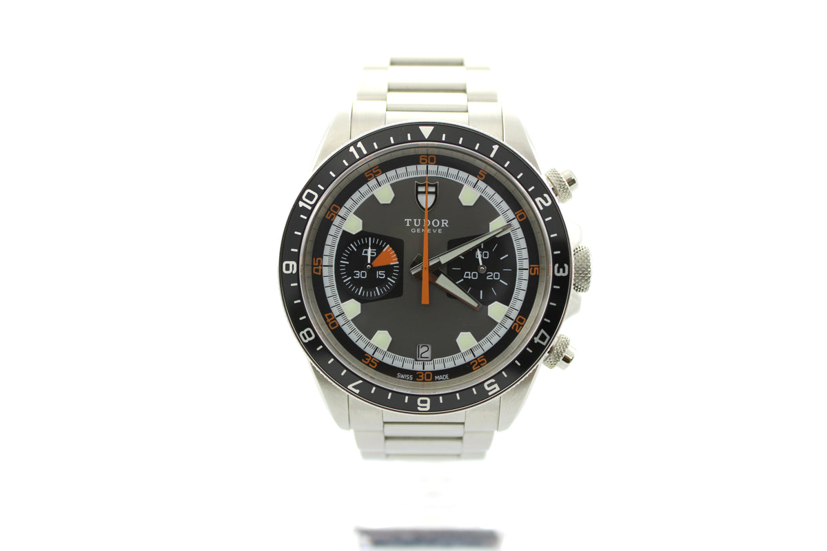 2020 Tudor Heritage Chronograph 70330N Grey/Orange Steel 42mm Watch With Box and Papers SKU: JOOGG0926481
