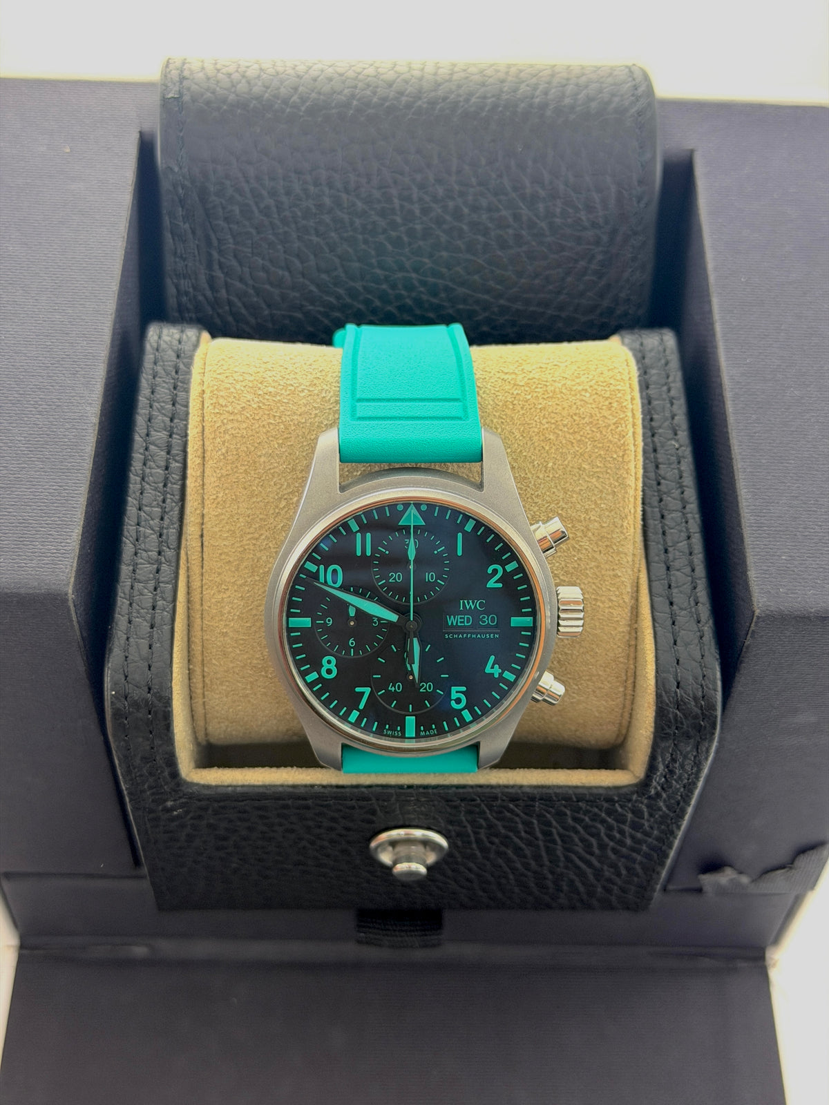 2023 IWC Pilot AMG Petronas Black Teal Titanium IW388114 41mm Watch With Box and Papers SKU: JMGGG0926089