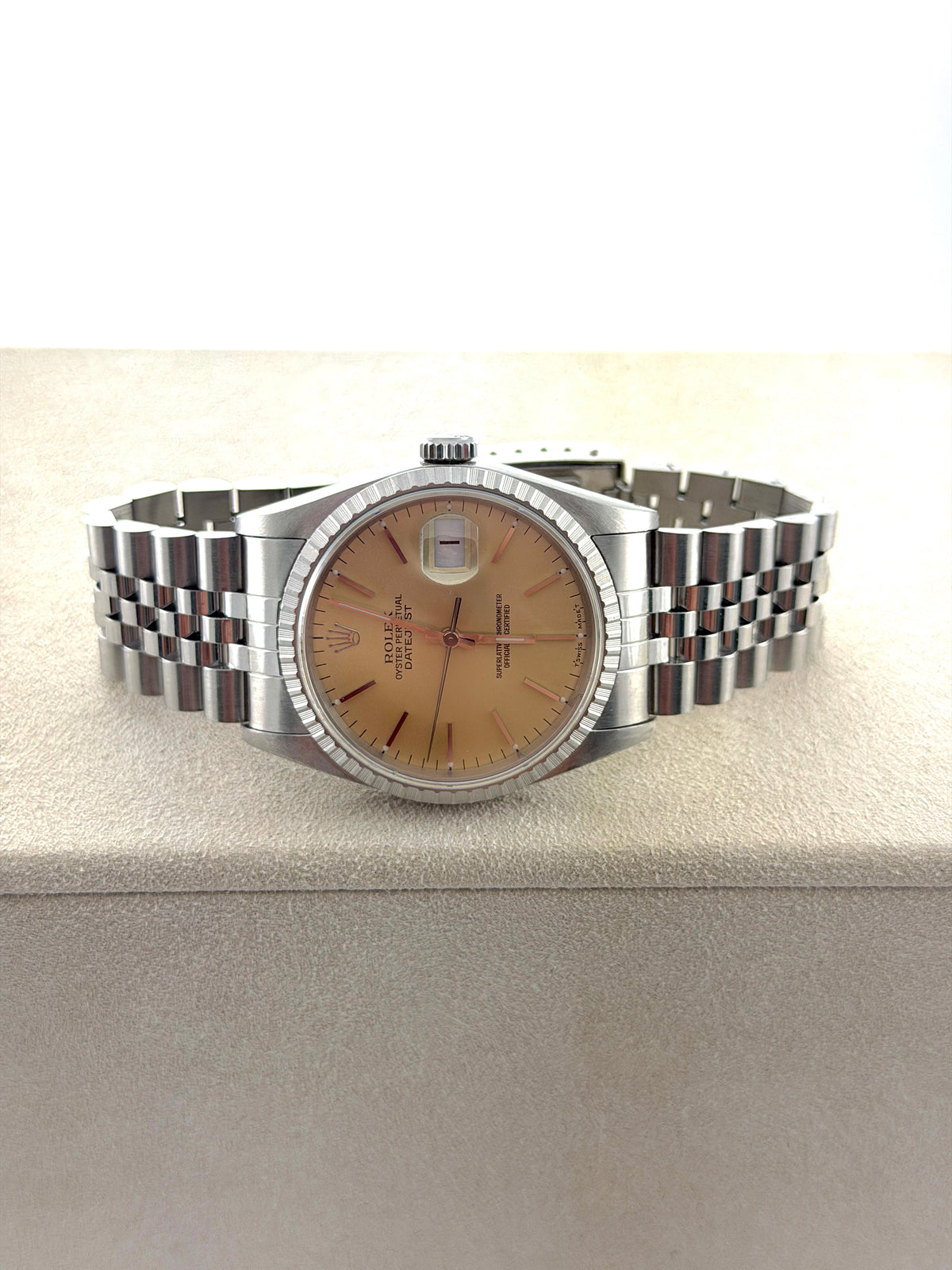 1991 Rolex Datejust 16220 Steel 36mm Yellow Patina Jubilee Watch SKU: JVAGG0926492