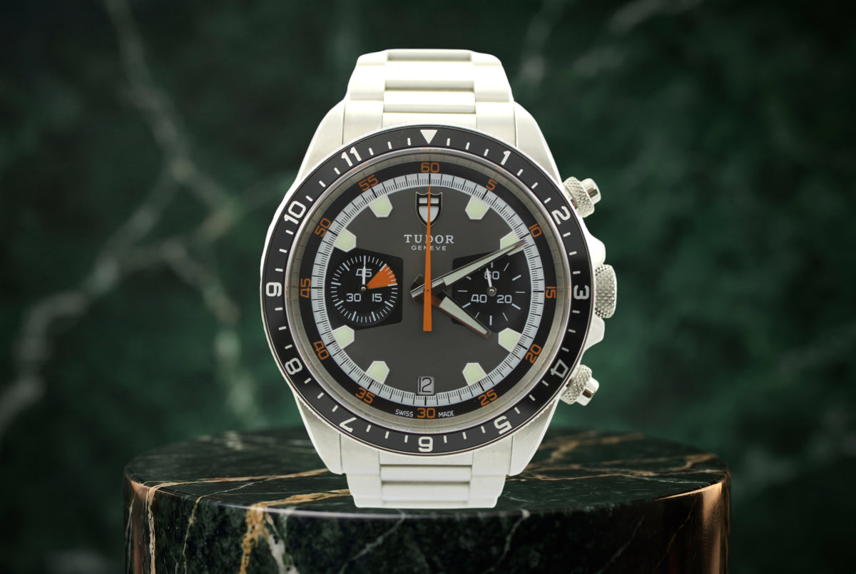 2020 Tudor Heritage Chronograph 70330N Grey/Orange Steel 42mm Watch With Box and Papers SKU: JOOGG0926481