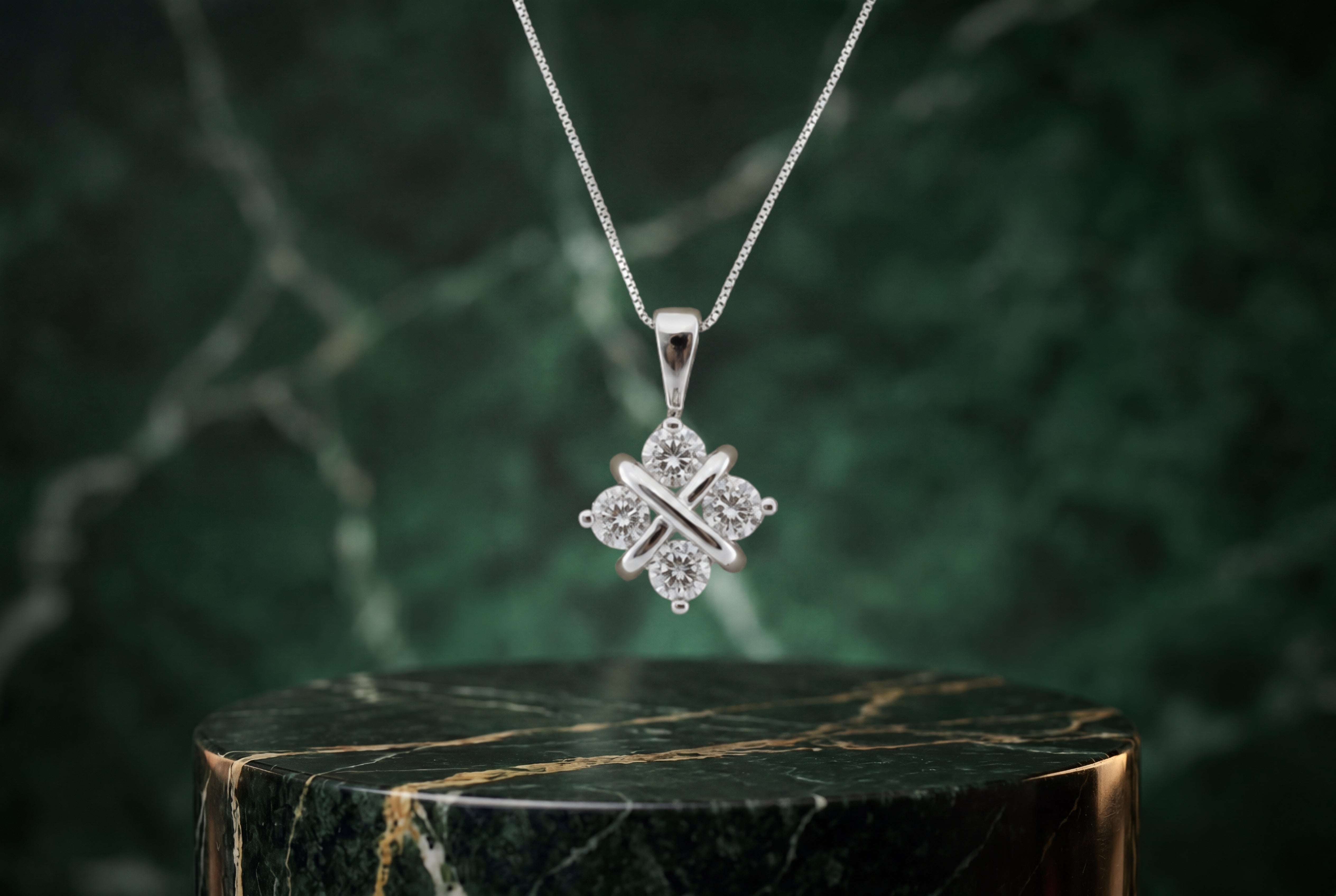 18K White Gold Star Diamond Pendant and 14K 16 Inch Necklace 5.3 Grams