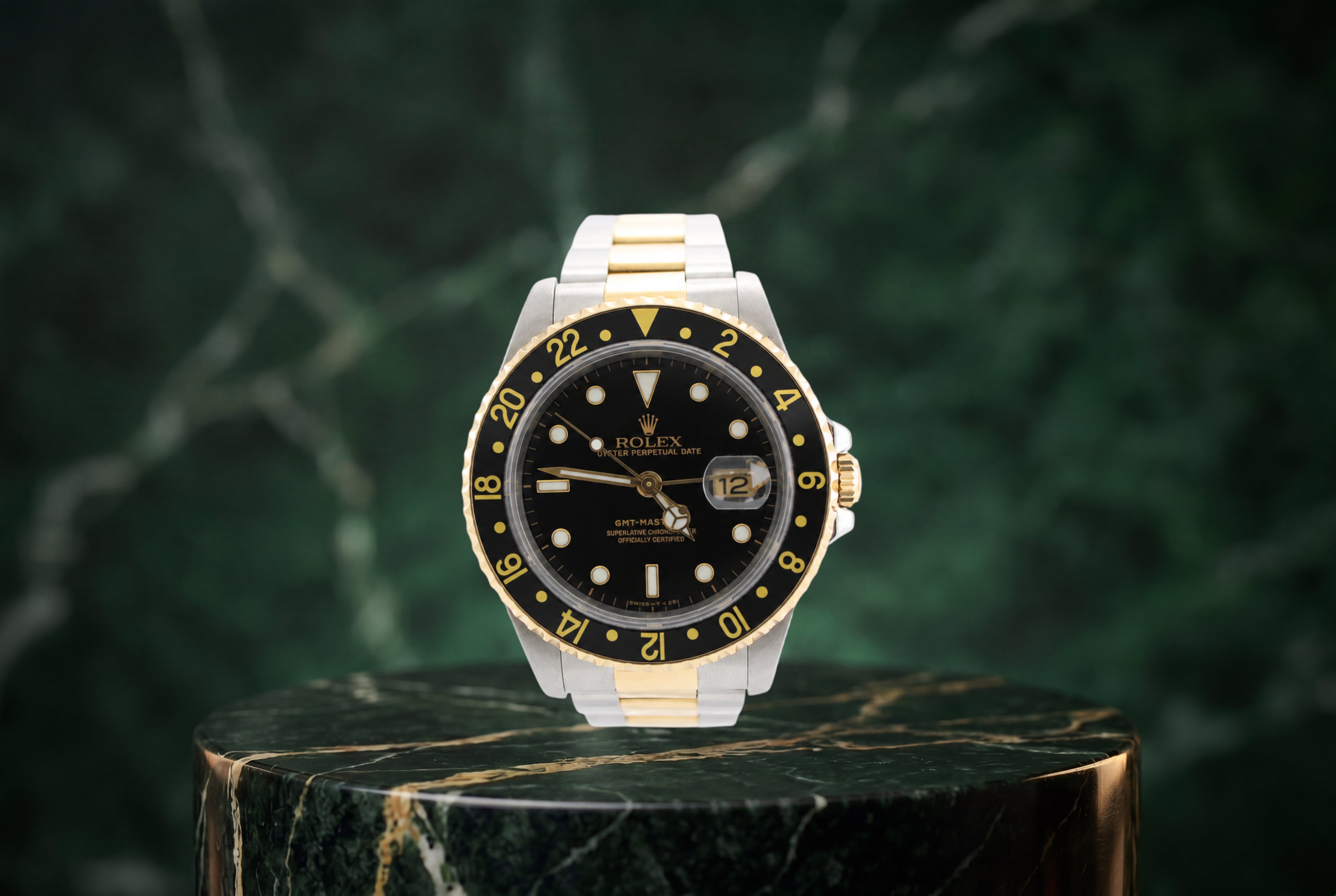 1993 Rolex GMT Master II Black Two-Tone 16713 40mm Oyster Watch With Box and Papers SKU: JNAGG0726746