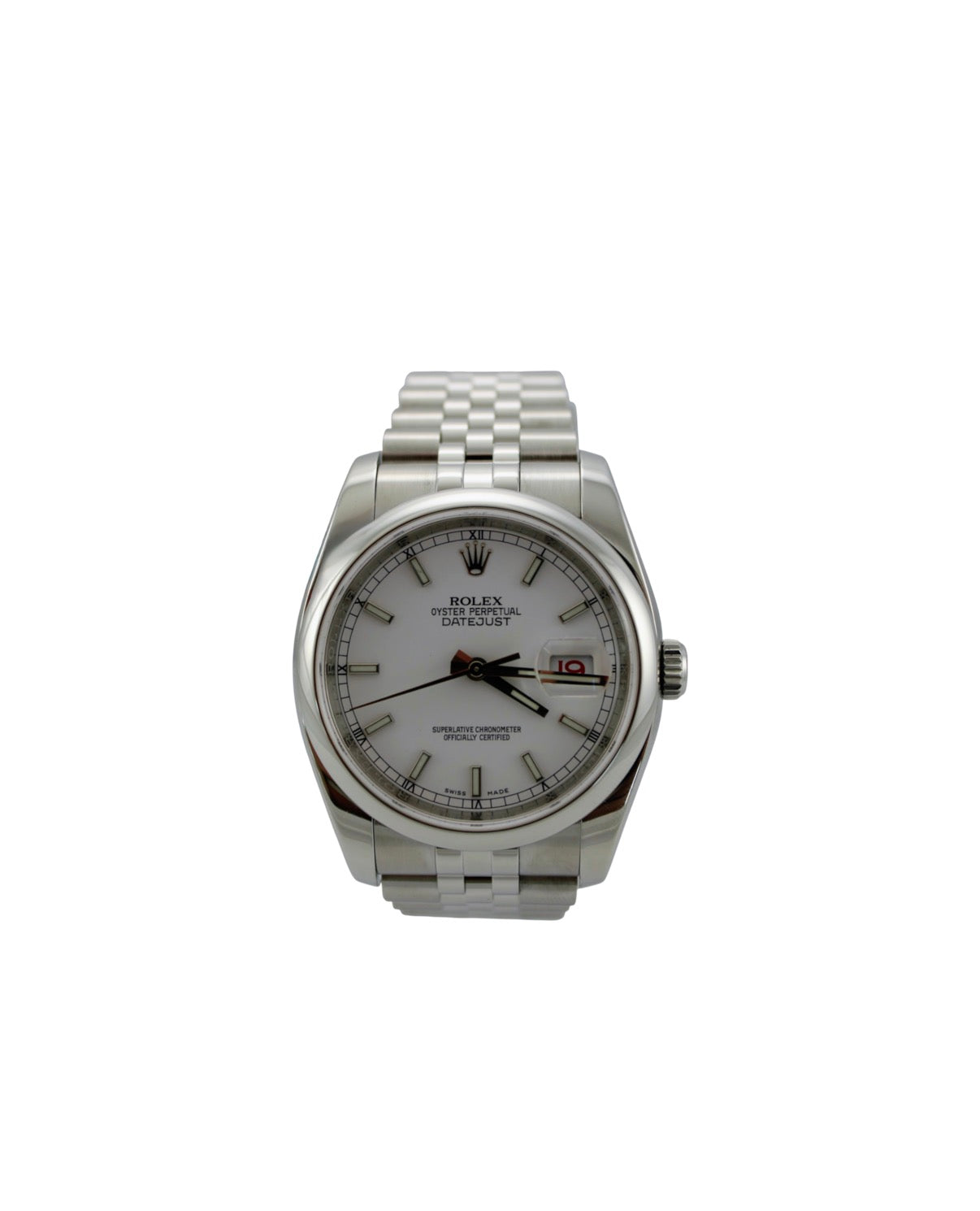 Rolex Datejust White Stainless Steel Date 116200 36mm Jubilee Smooth Red Roulette Watch  SKU: JMGKM0426510