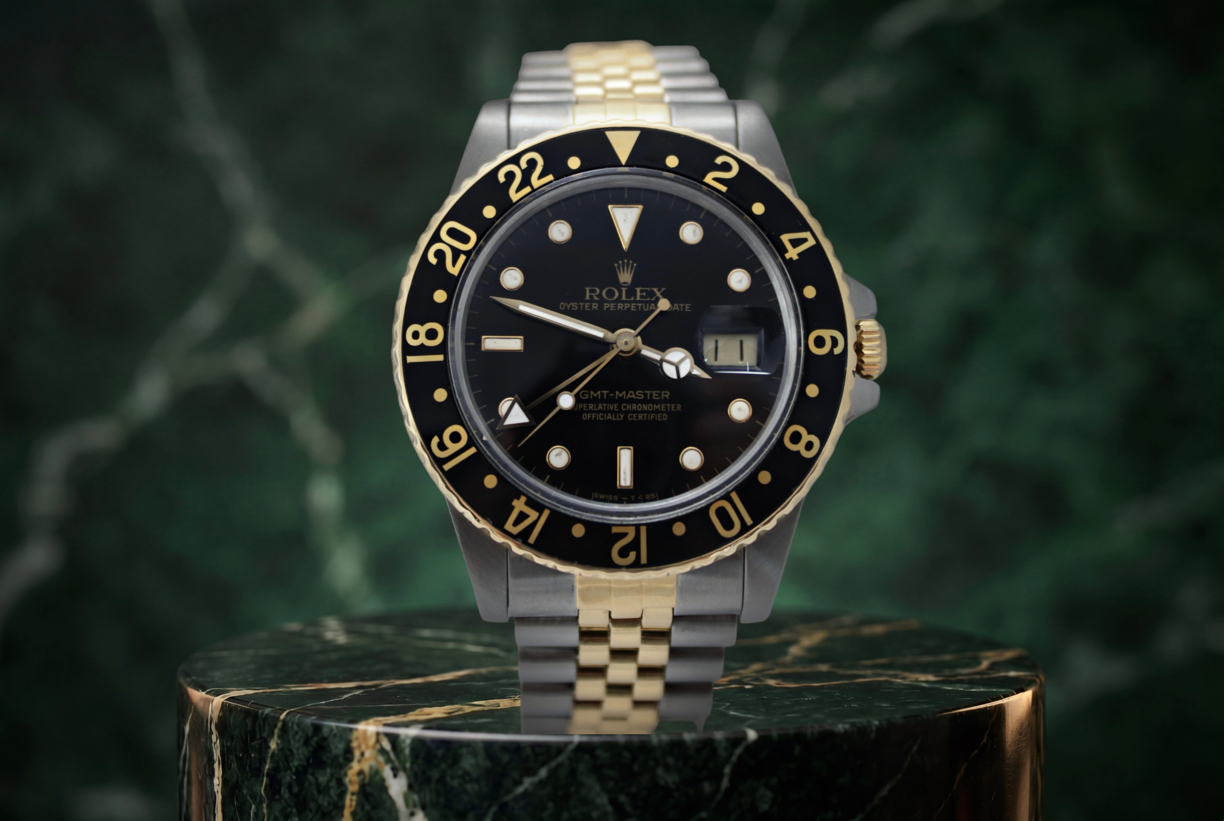 1987 Rolex GMT-Master Black Two-Tone Steel 18K Yellow Gold Date 16753 40mm Jubilee Watch  SKU: JAKMG0626074