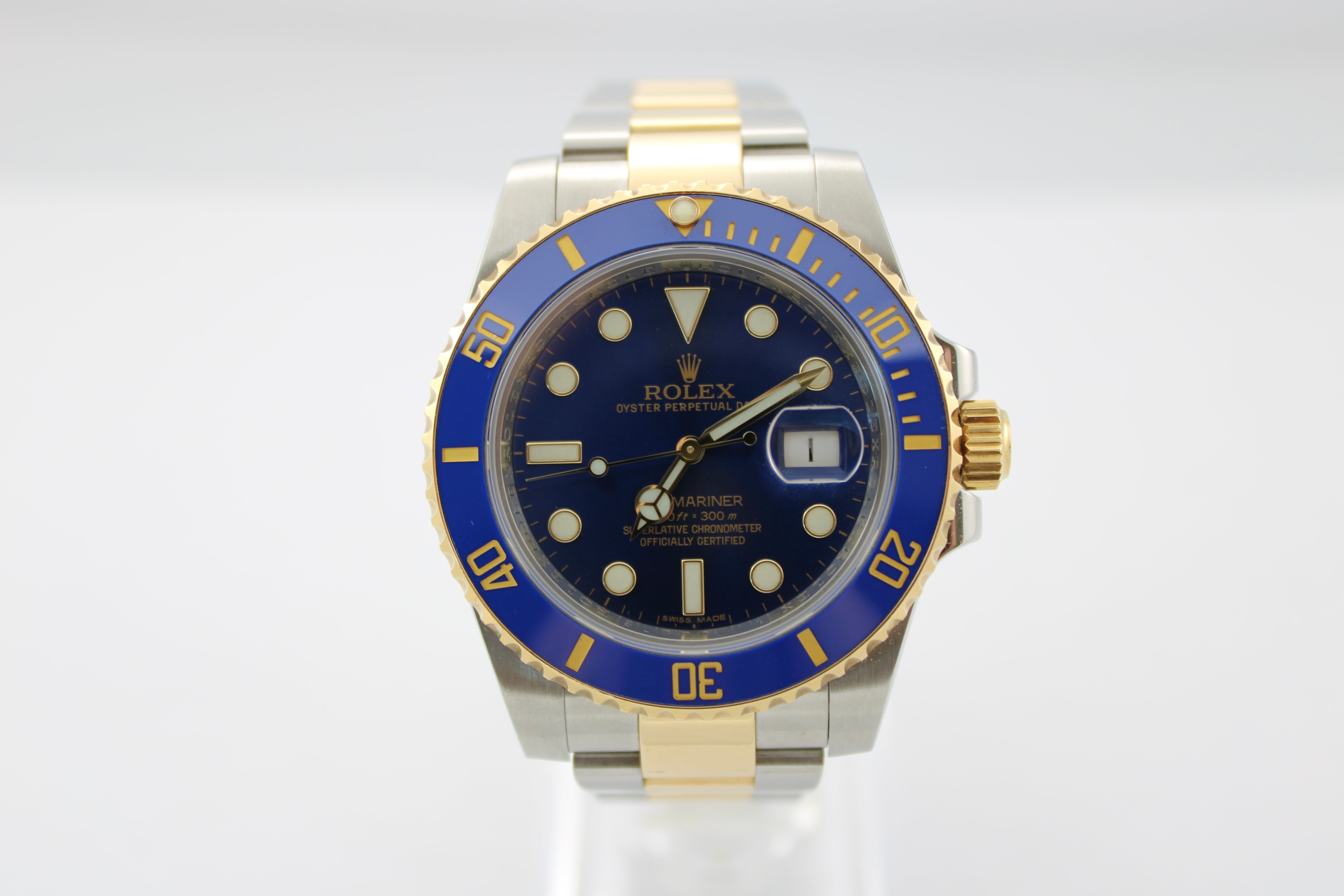 2014 Rolex Submariner Date Sunburst Two-Tone 18K Gold Steel 116613LB 40mm Oyster Watch With Box and Papers SKU: JLVGGG04265R6