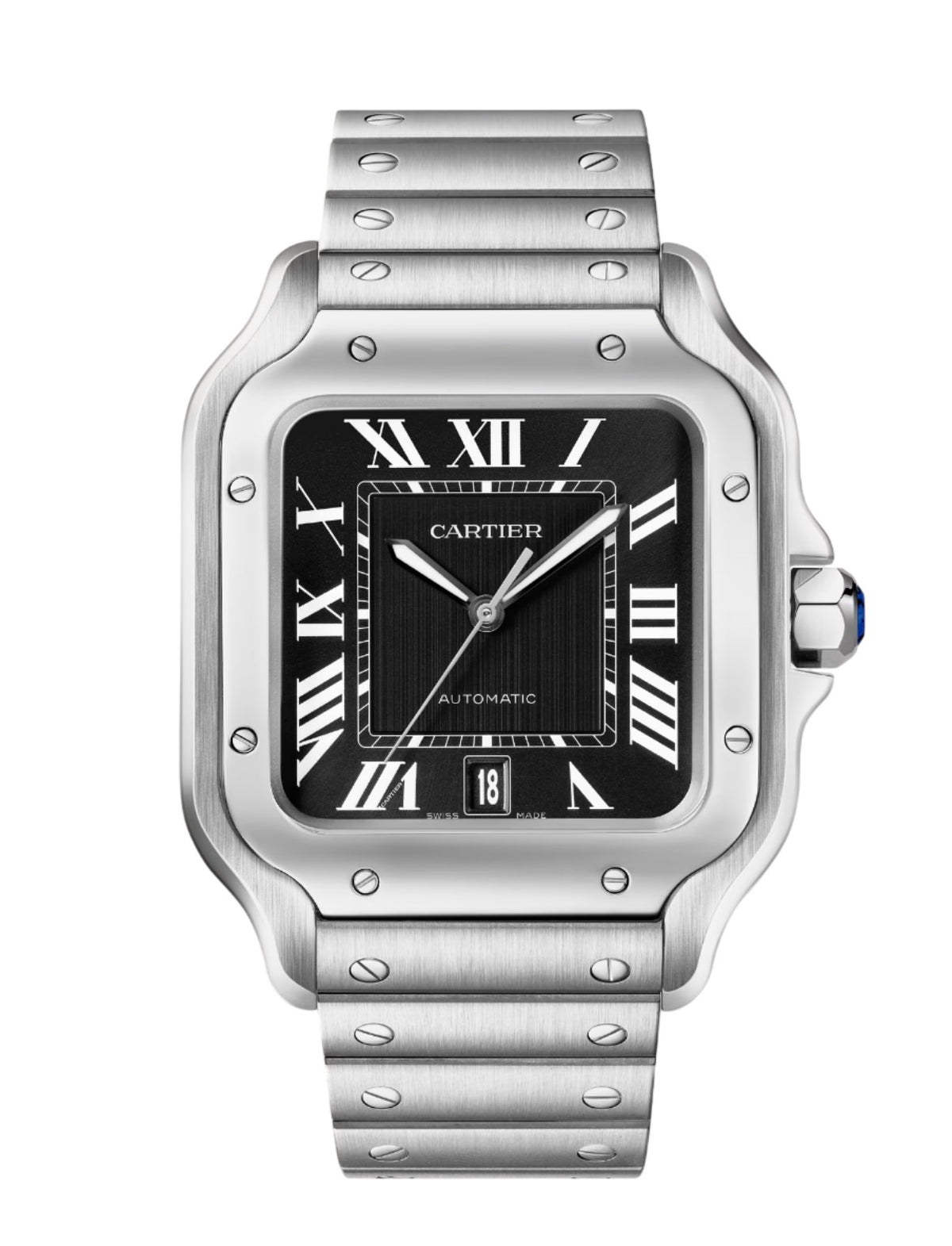 NEW Cartier Santos Large Black Stainless Steel  WSSA0096 39.8mm Watch With Box and Papers  SKU: JAKKM04266FY