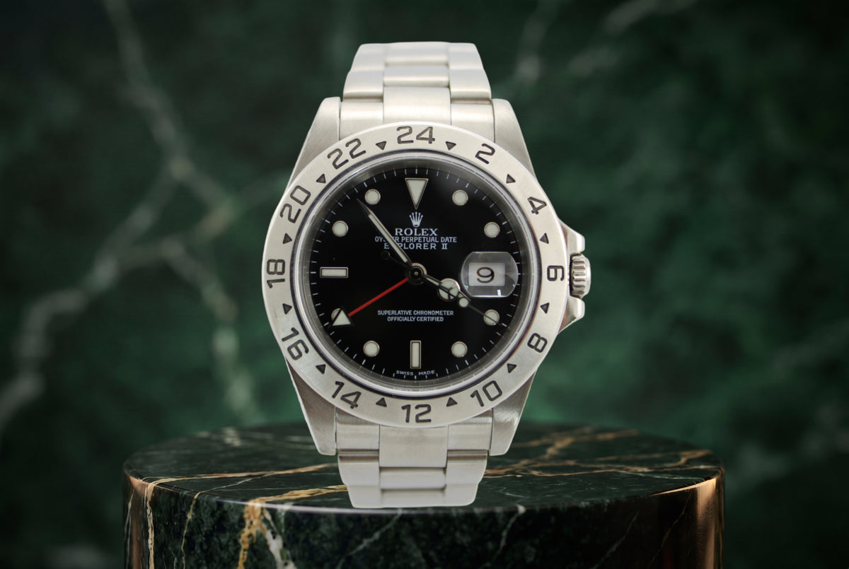 2000 Rolex Explorer II Black Stainless Steel Date 16570 40mm Oyster Watch  SKU: JMOMG0626277
