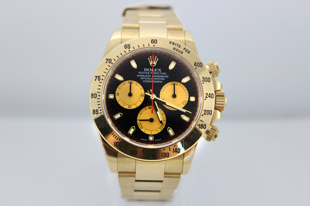 2014 Rolex Cosmograph Daytona "Paul Newman" 18K Gold UNPOLISHED 116528 40mm Oyster Watch With Box and Papers SKU: JVIGGG03260J8
