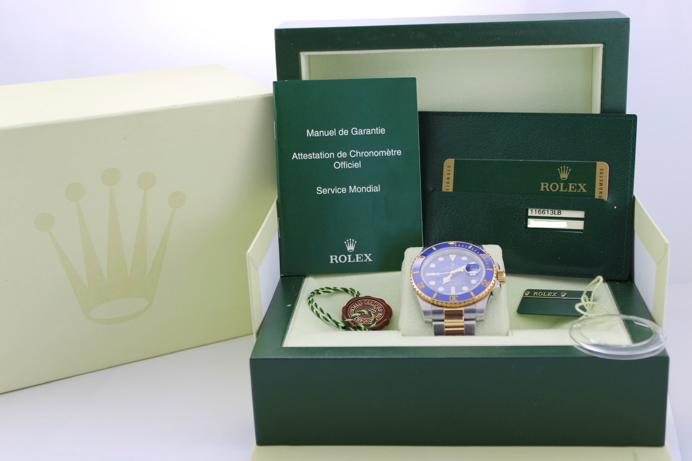 2014 Rolex Submariner Date Sunburst Two-Tone 18K Gold Steel 116613LB 40mm Oyster Watch With Box and Papers SKU: JLVGGG04265R6