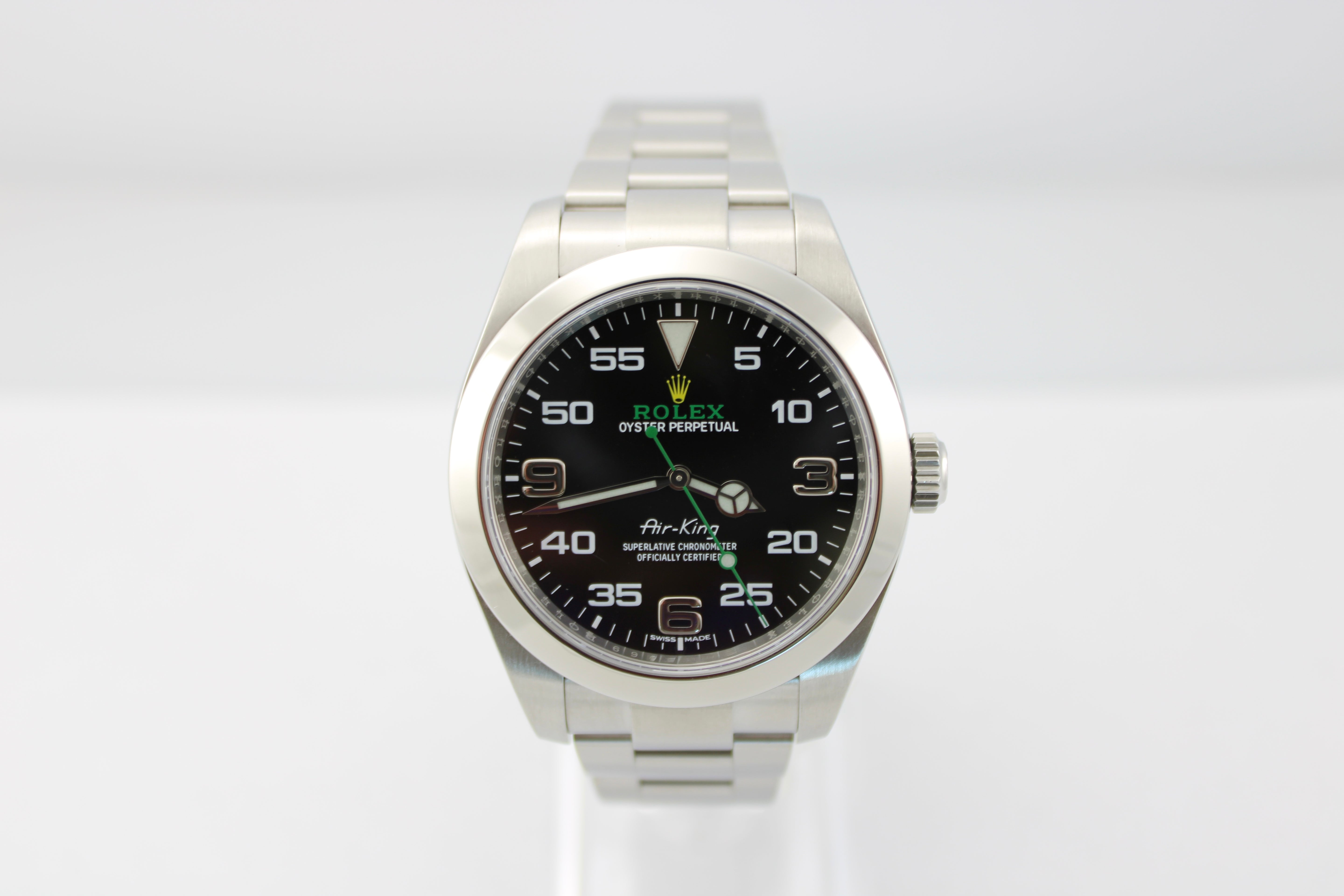 2020 Rolex AirKing Black 3-6-9 Stainless Steel 116900 40mm Smooth Oyster Watch With Box and Papers SKU: JAKKM0326369