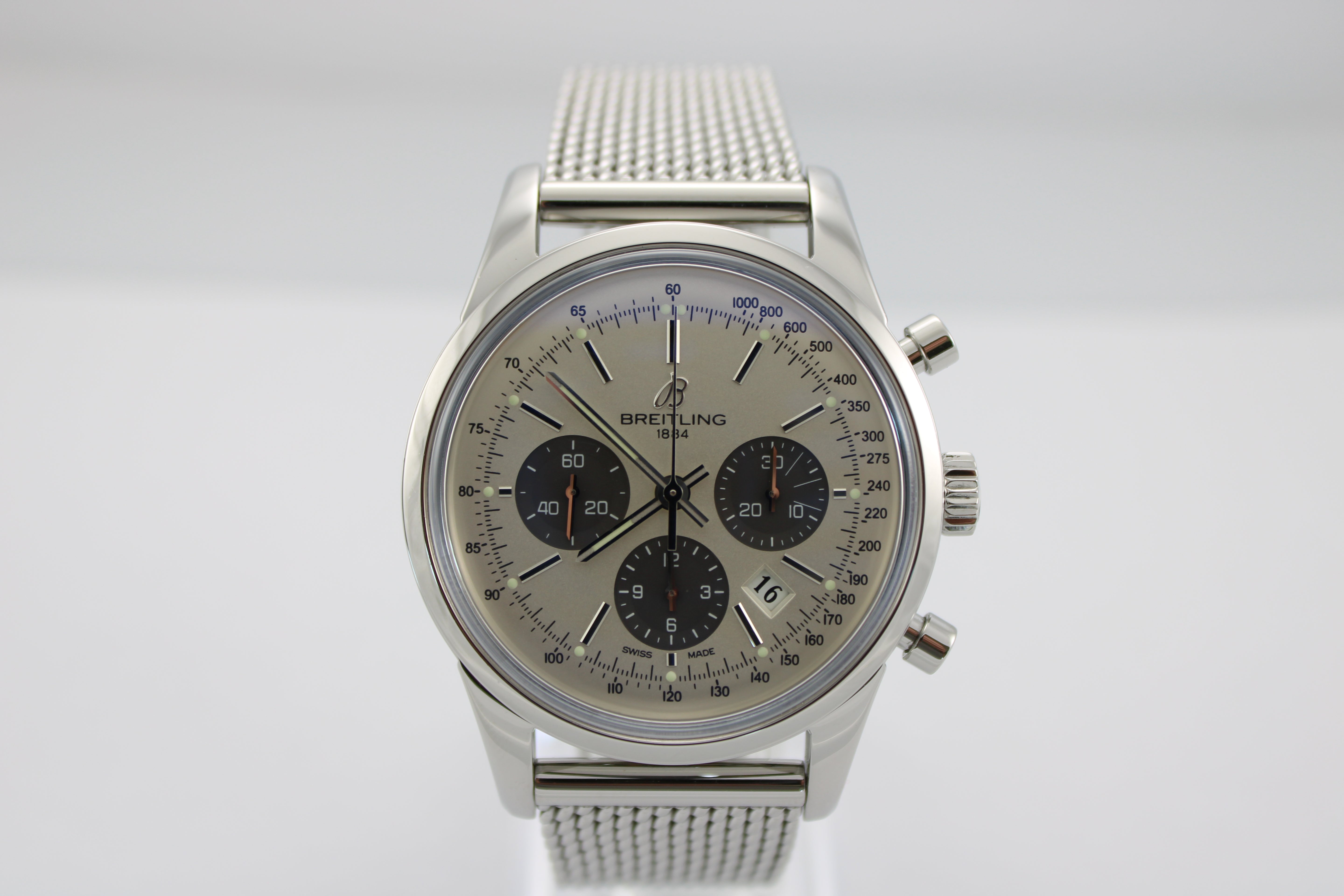 2012 Breitling Transocean Chronograph Silver Stainless Steel  AB015212/G724 43mm Watch With Box and Papers  SKU: JOKMG0526015