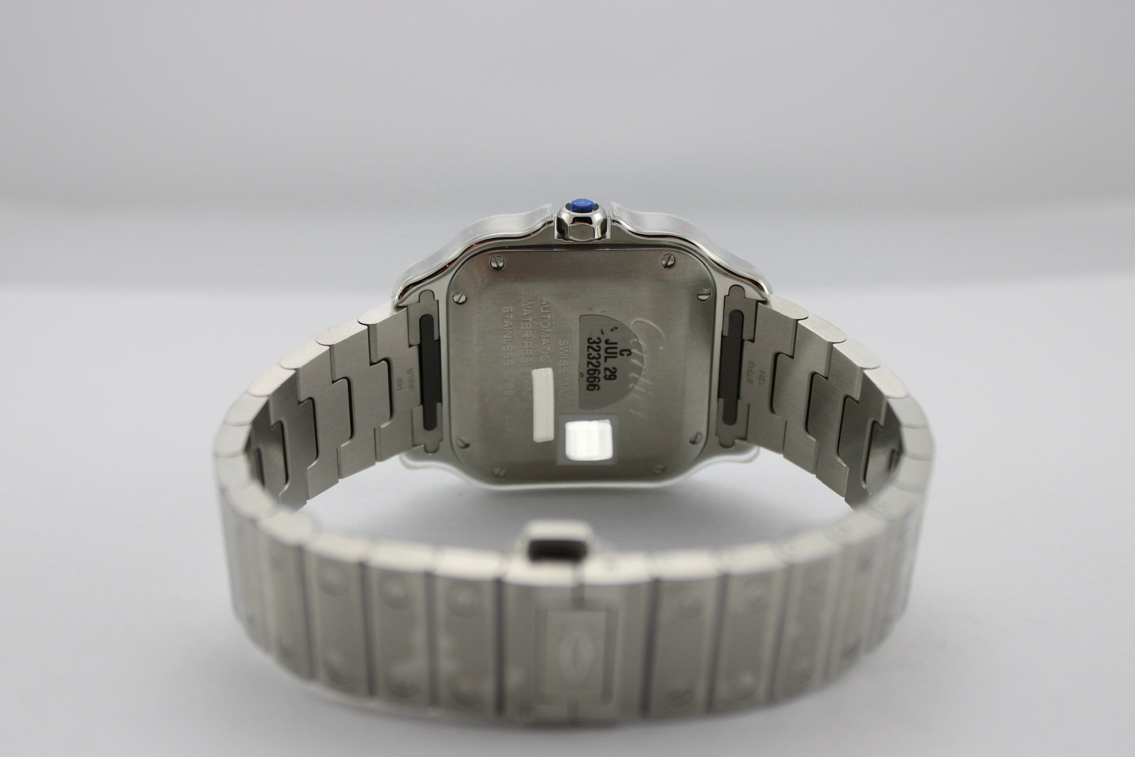 NEW STICKERED OCTOBER 2025 Cartier Santos Medium Green Stainless Steel  WSSA0061 35MM Watch With Box and Papers  SKU: JAGGG04264FY