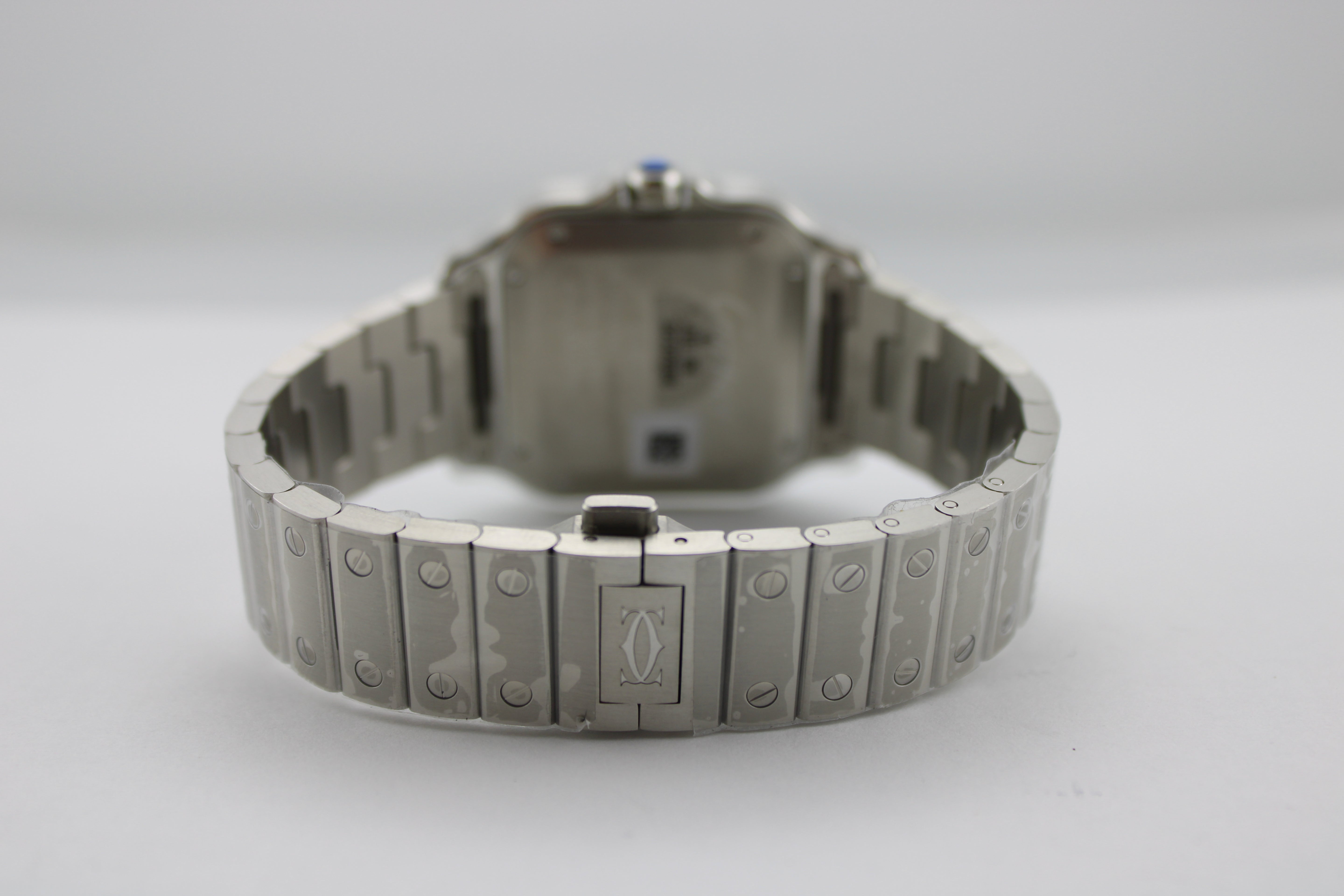 NEW STICKERED OCTOBER 2025 Cartier Santos Medium Green Stainless Steel  WSSA0061 35MM Watch With Box and Papers  SKU: JAGGG04264FY