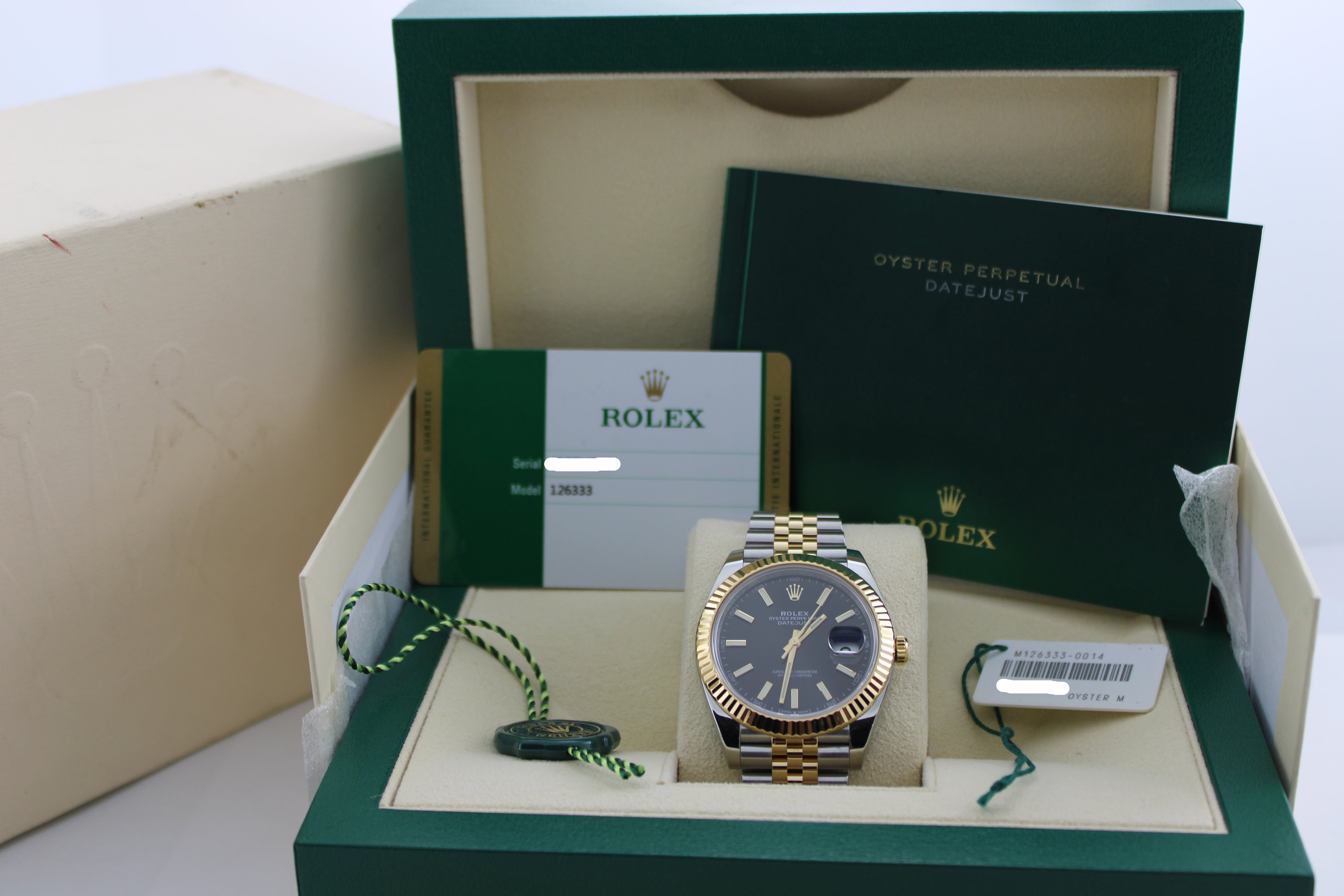 2019 Rolex Datejust Black Two-Tone 18K Gold Steel 126333 41mm Jubilee Fluted Watch With Box and Papers SKU: JLVKMG04267U5