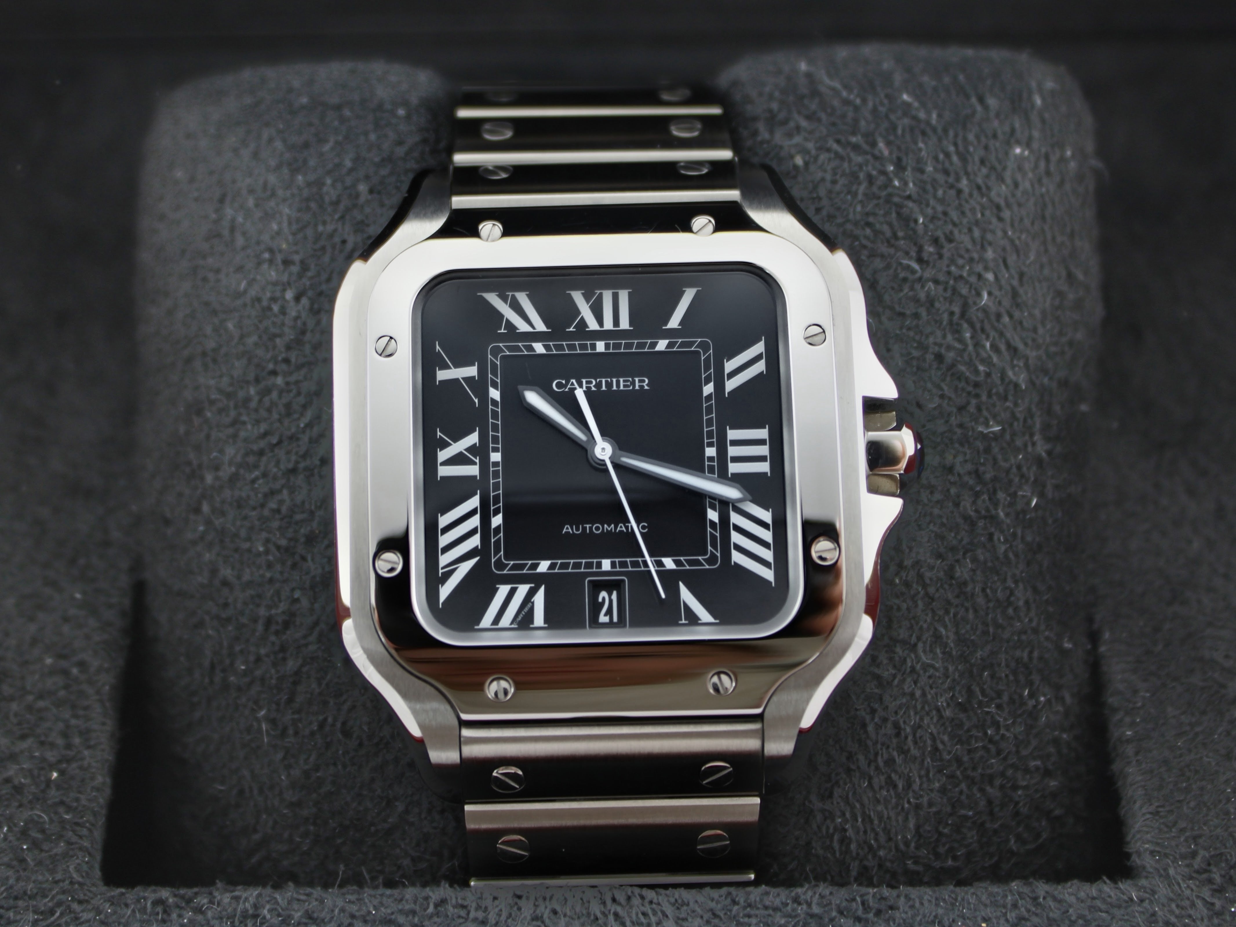 NEW Cartier Santos Large Black Stainless Steel  WSSA0096 39.8mm Watch With Box and Papers  SKU: JAKKM04266FY
