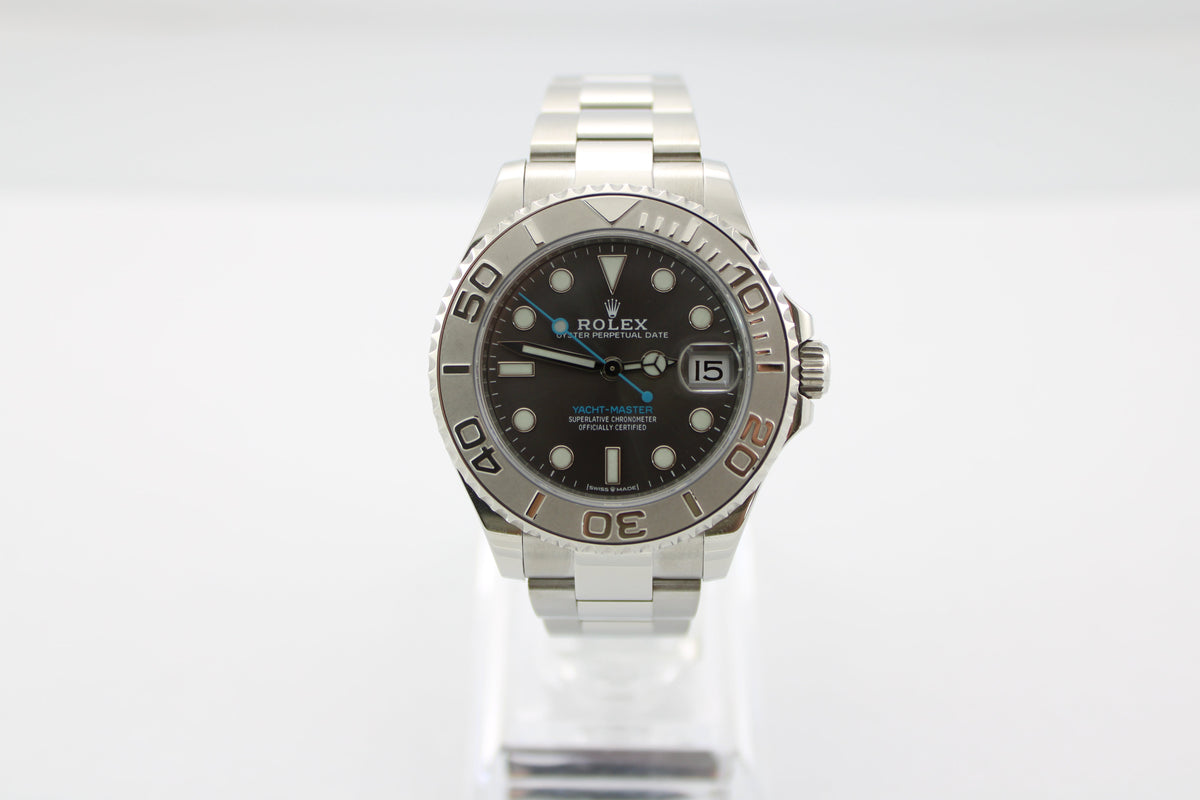 2021 Rolex Yacht-Master Rhodium Blue 268622 37mm Platinum Steel Oyster Watch With Box and Papers SKU: JLGMGM04261Y4
