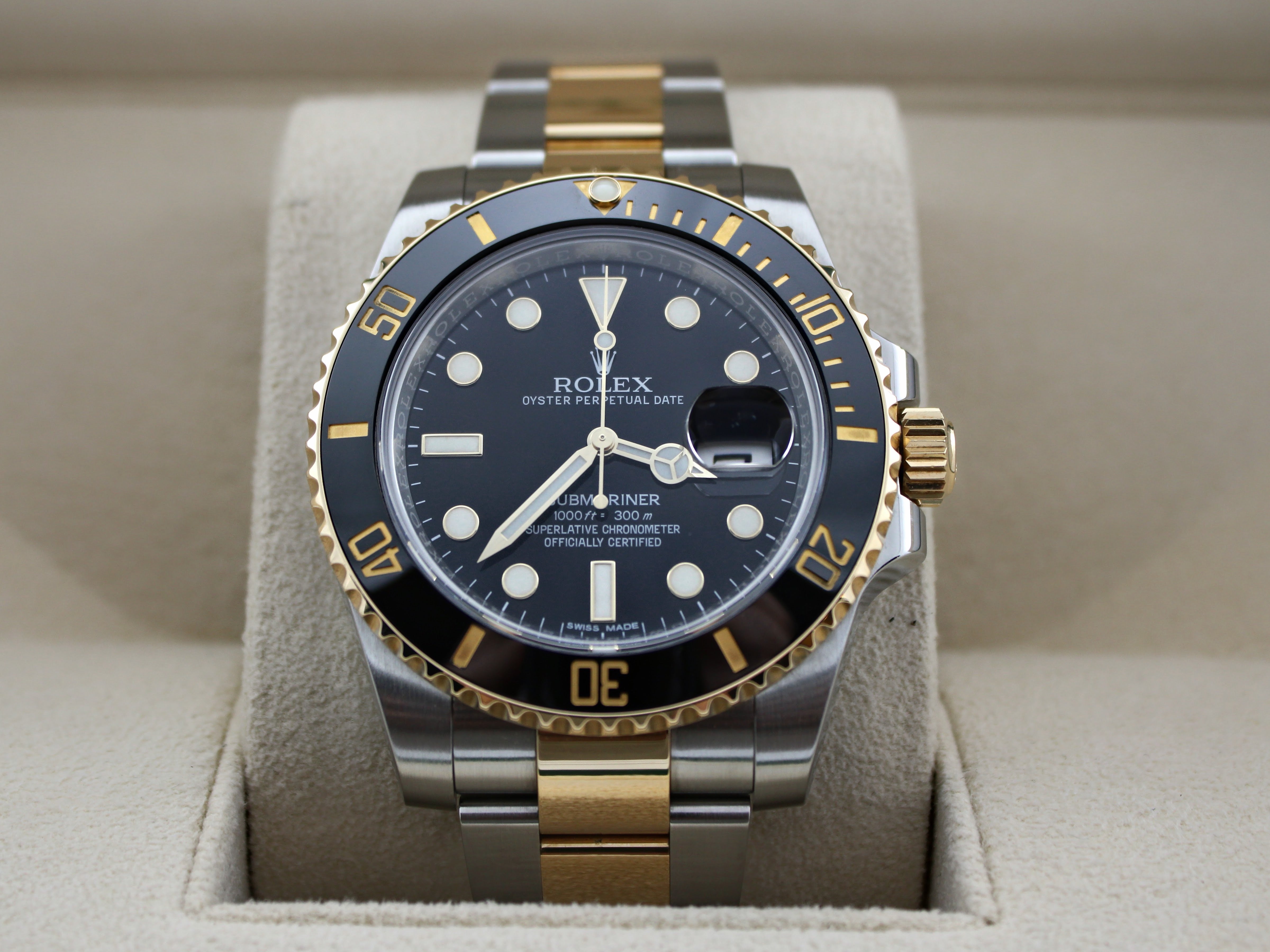2016 Rolex Submariner Date Black Two-Tone 18K Gold Steel 116613LN 40mm Oyster Watch With Box and Papers SKU: JLOIOM0326587