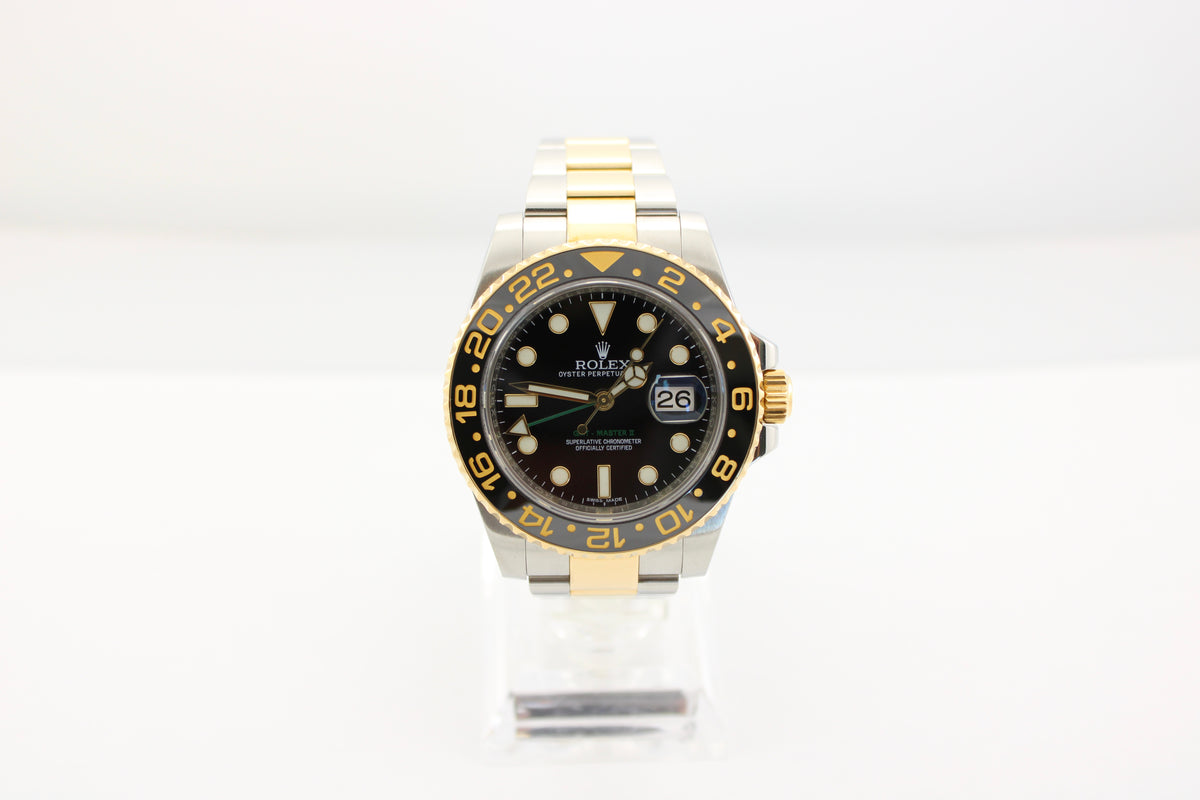 2016 Rolex GMT Master II Black Two-Tone 116713LN 40mm Oyster Watch With Box and Papers SKU: JLEMGG0326158