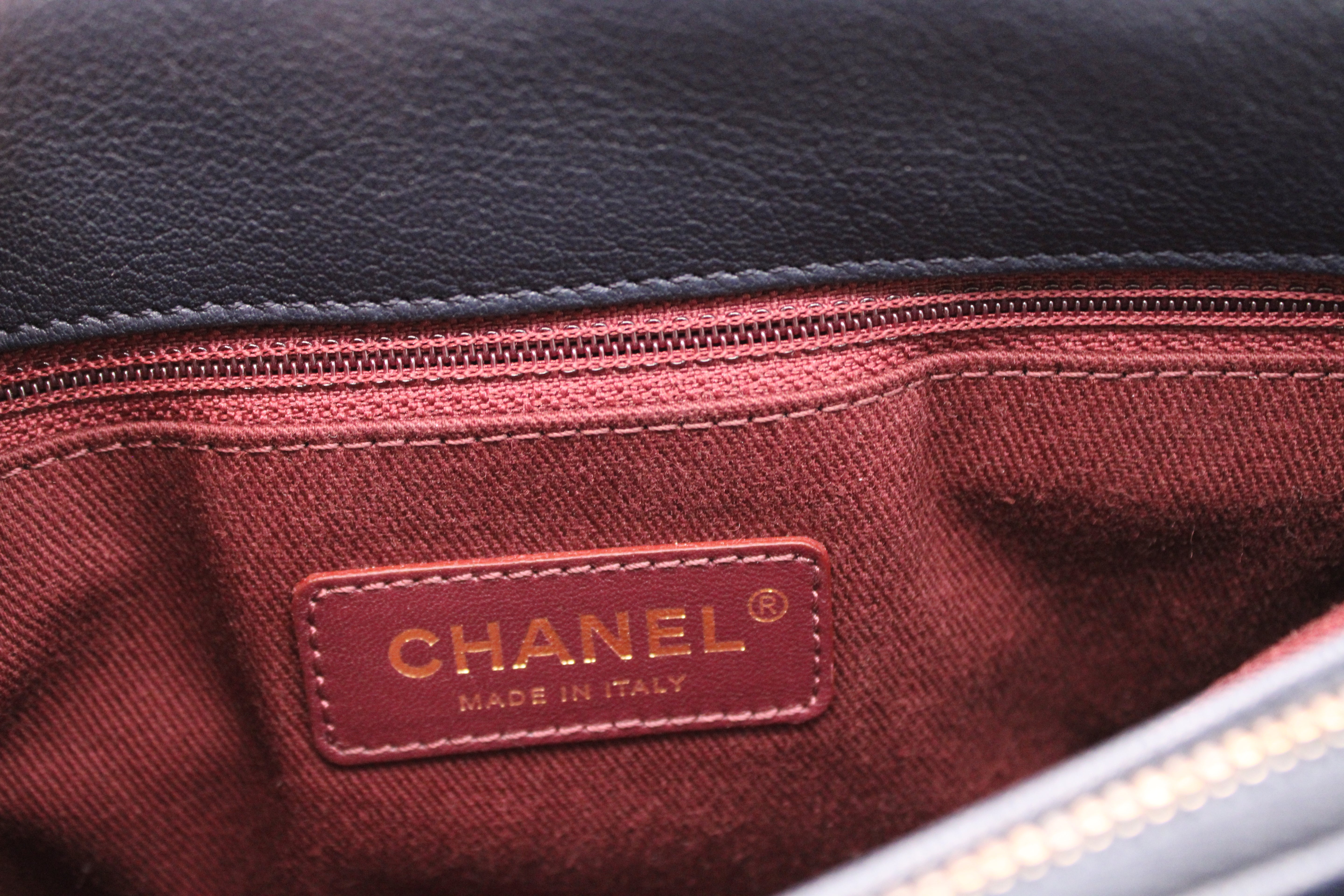 Chanel Small Trapezio Flap Bag Lambskin Quilted  Navy Blue Gold Chain With Removable Crossbody Strap