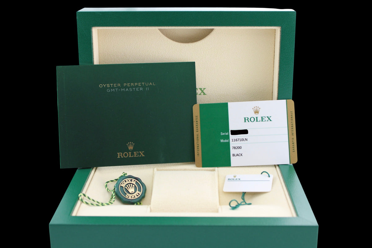 2018 Rolex GMT Master II Black Stainless Steel 116710LN 40mm Oyster Watch With Box and Papers SKU: JLOGGG0826096