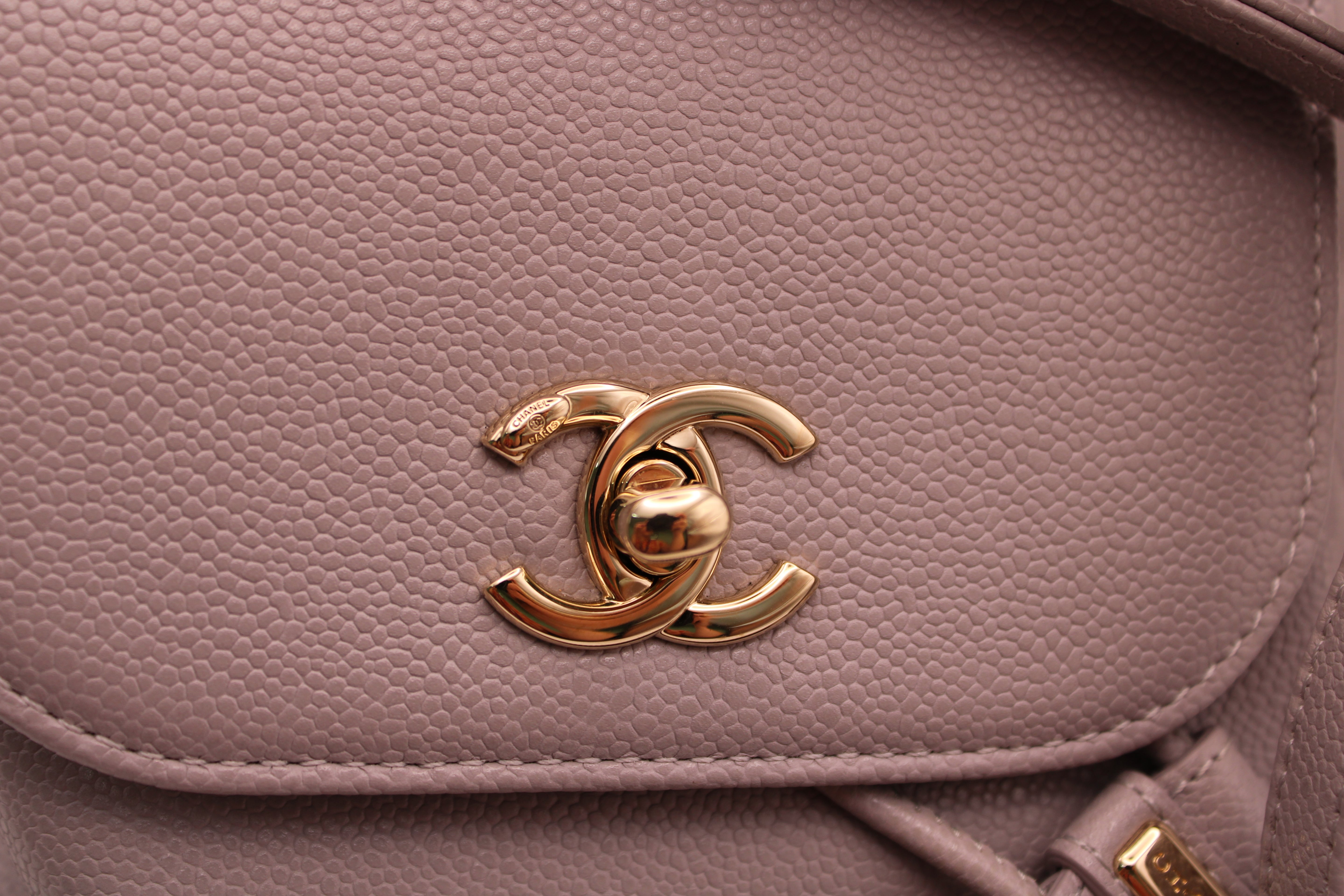 NEW Chanel Business Affinity Grey Backpack With Shiny Caviar Gold Hardware
