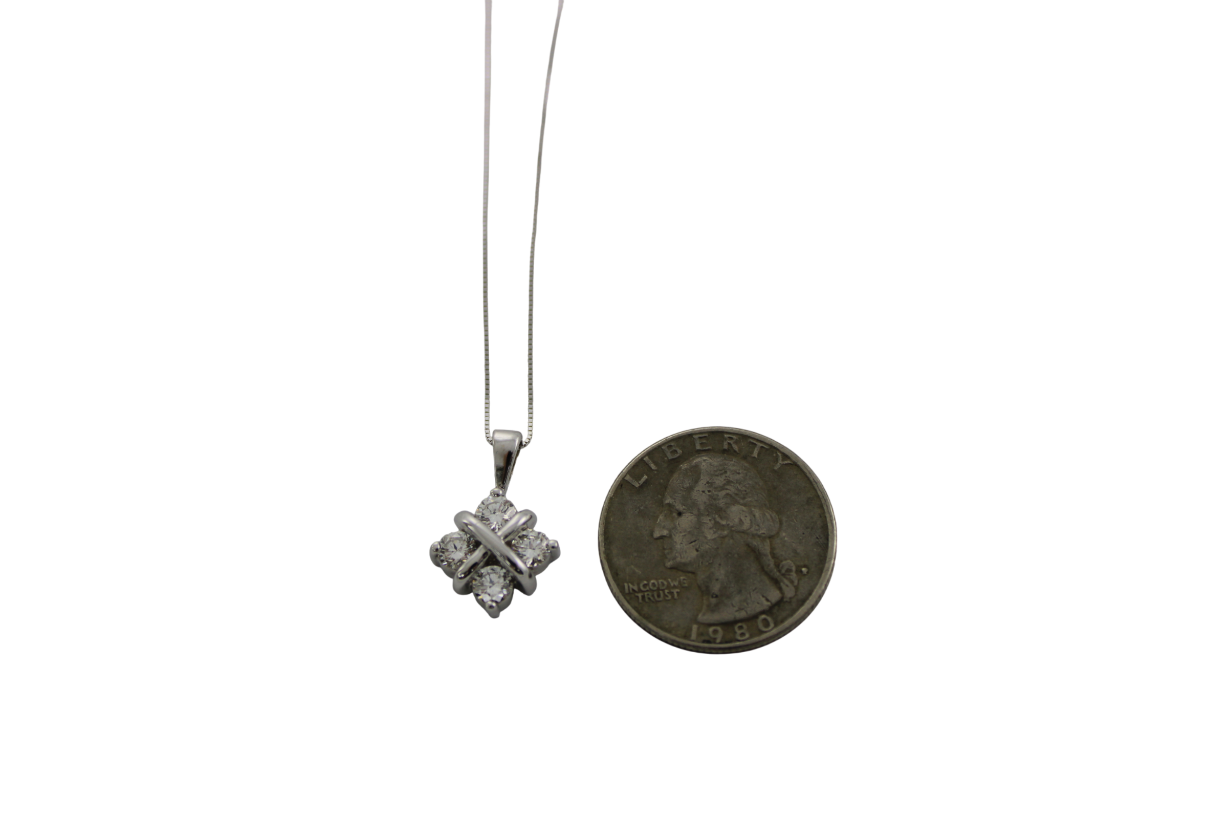 18K White Gold Star Diamond Pendant and 14K 16 Inch Necklace 5.3 Grams