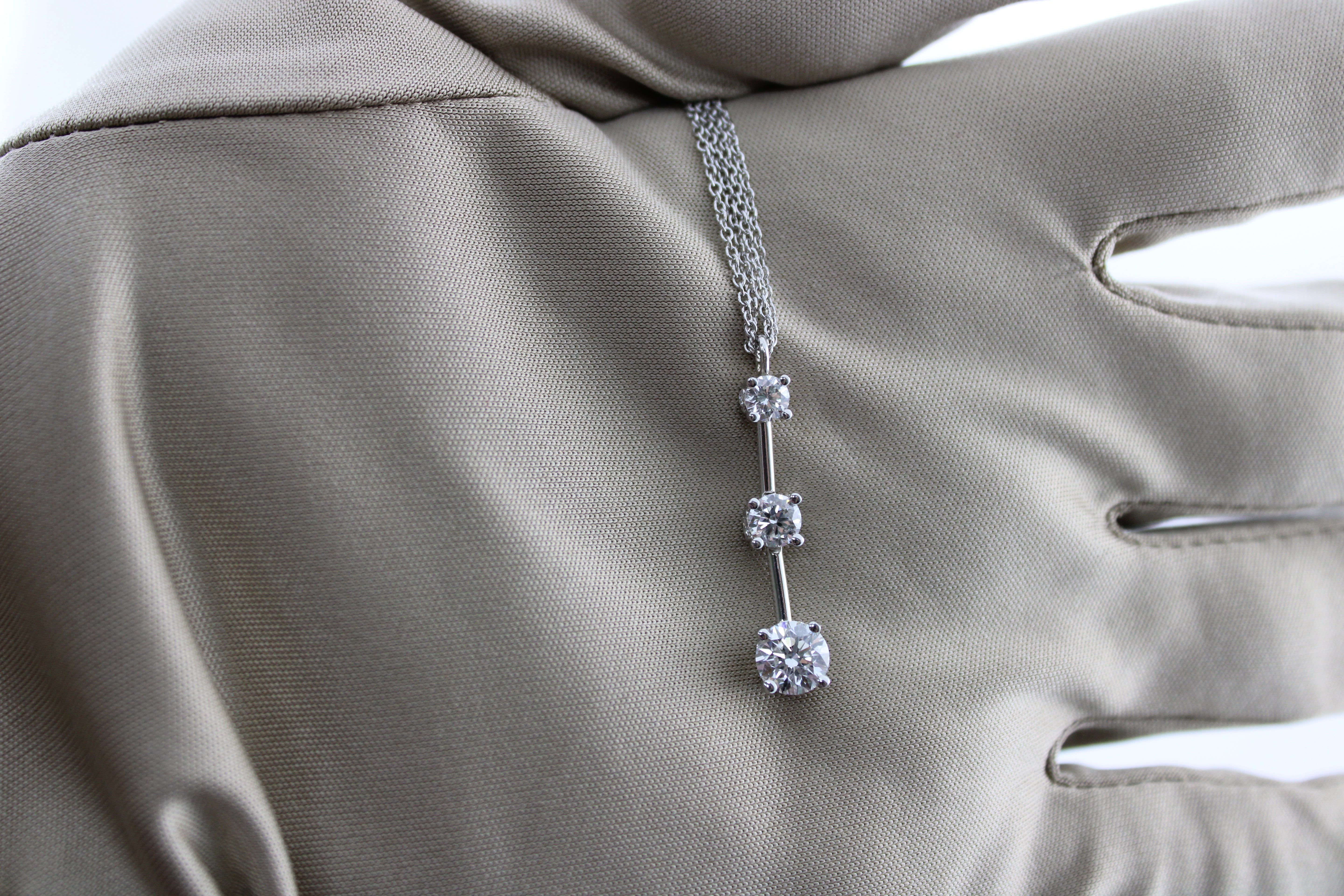 Platinum 3-Tier Diamond Double Chain 16 Inch Necklace 6.1 Grams