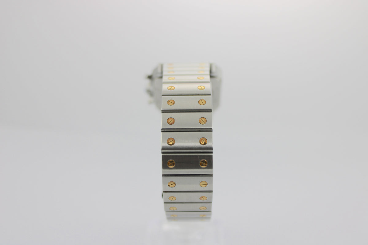 Cartier Santos Galbee 2425 Two-Tone 18K Yellow Gold White 29mm Watch With Box and Papers SKU: JEVGG09263BB