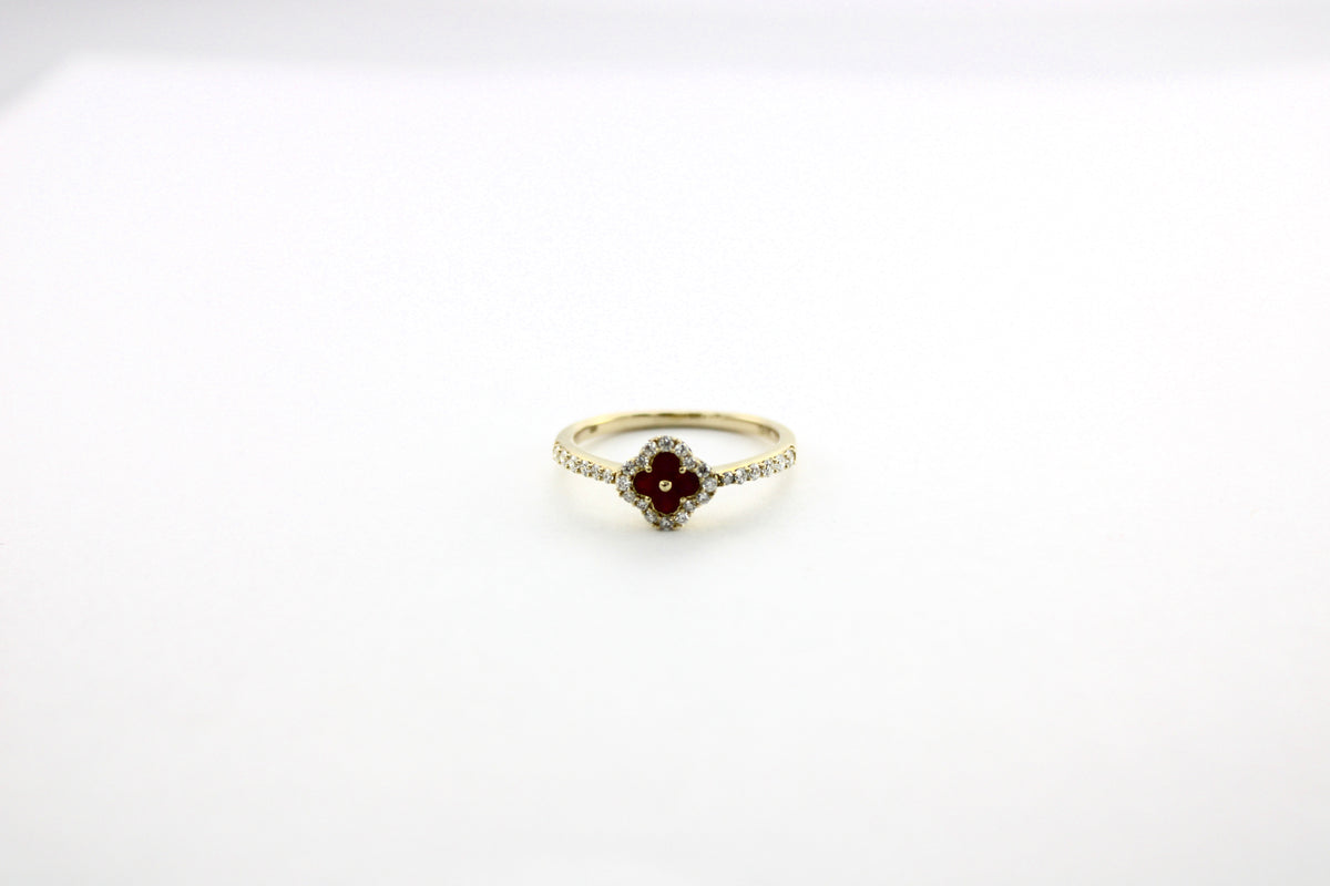 0.23 Carat Diamond 0.16 Carat Ruby 14K Yellow Gold Ring