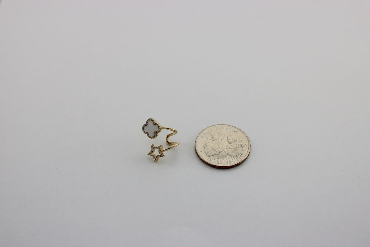 0.23 Carat Diamond White Mother of Pearl 14K Yellow Gold Earrings
