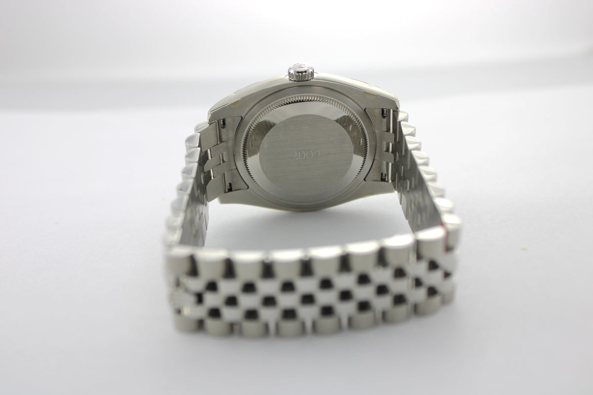 NOS STICKERED 2009 Rolex Datejust White Roman 116200 36mm Super Jubilee Watch With Box and Papers SKU: JMNGG0926587