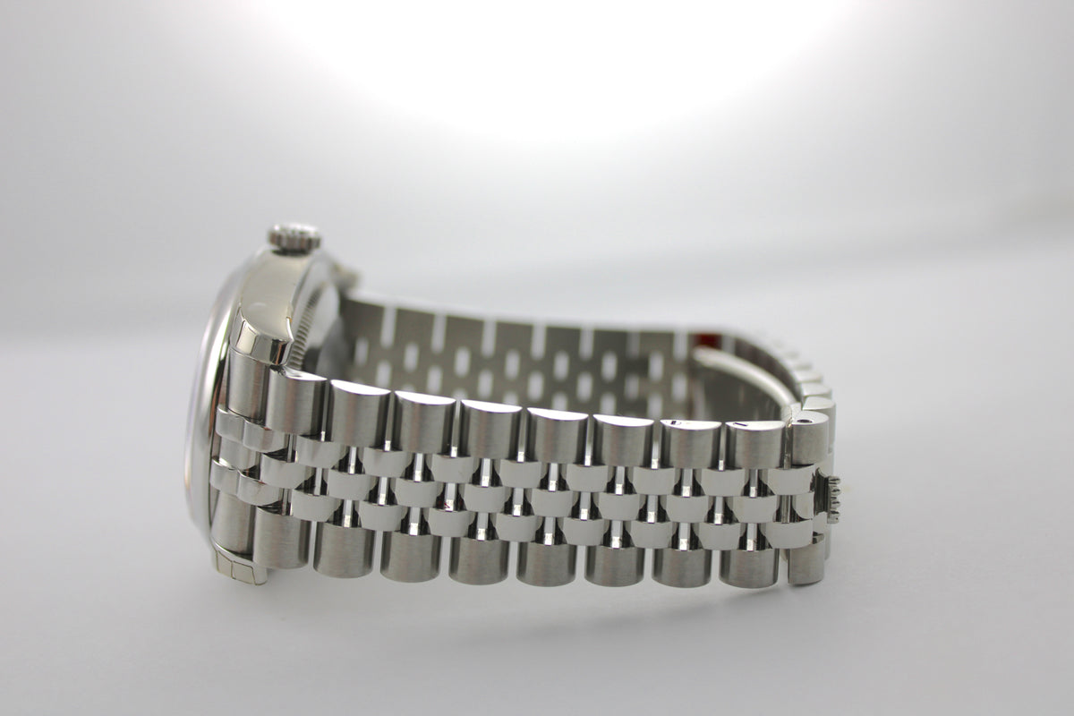 NOS STICKERED 2009 Rolex Datejust White Roman 116200 36mm Super Jubilee Watch With Box and Papers SKU: JMNGG0926587