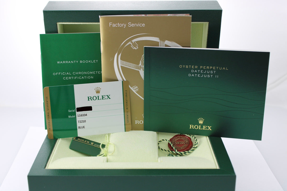 2014 Rolex Datejust II Blue 41mm Stainless Steel Date 116334 Oyster Watch With Box and Papers  SKU: JNMGG0926035