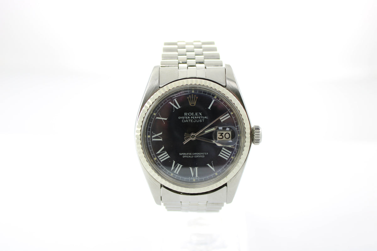 1973 Rolex Datejust Blue Buckley Stainless Steel White Gold Date 1601 36mm Jubilee Watch  SKU: NEKGG0926636