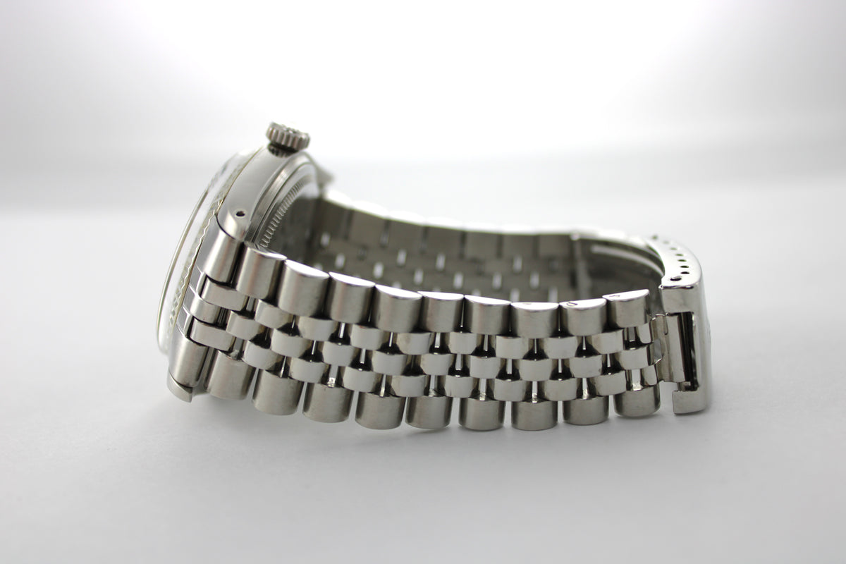 1973 Rolex Datejust Blue Buckley Stainless Steel White Gold Date 1601 36mm Jubilee Watch  SKU: NEKGG0926636