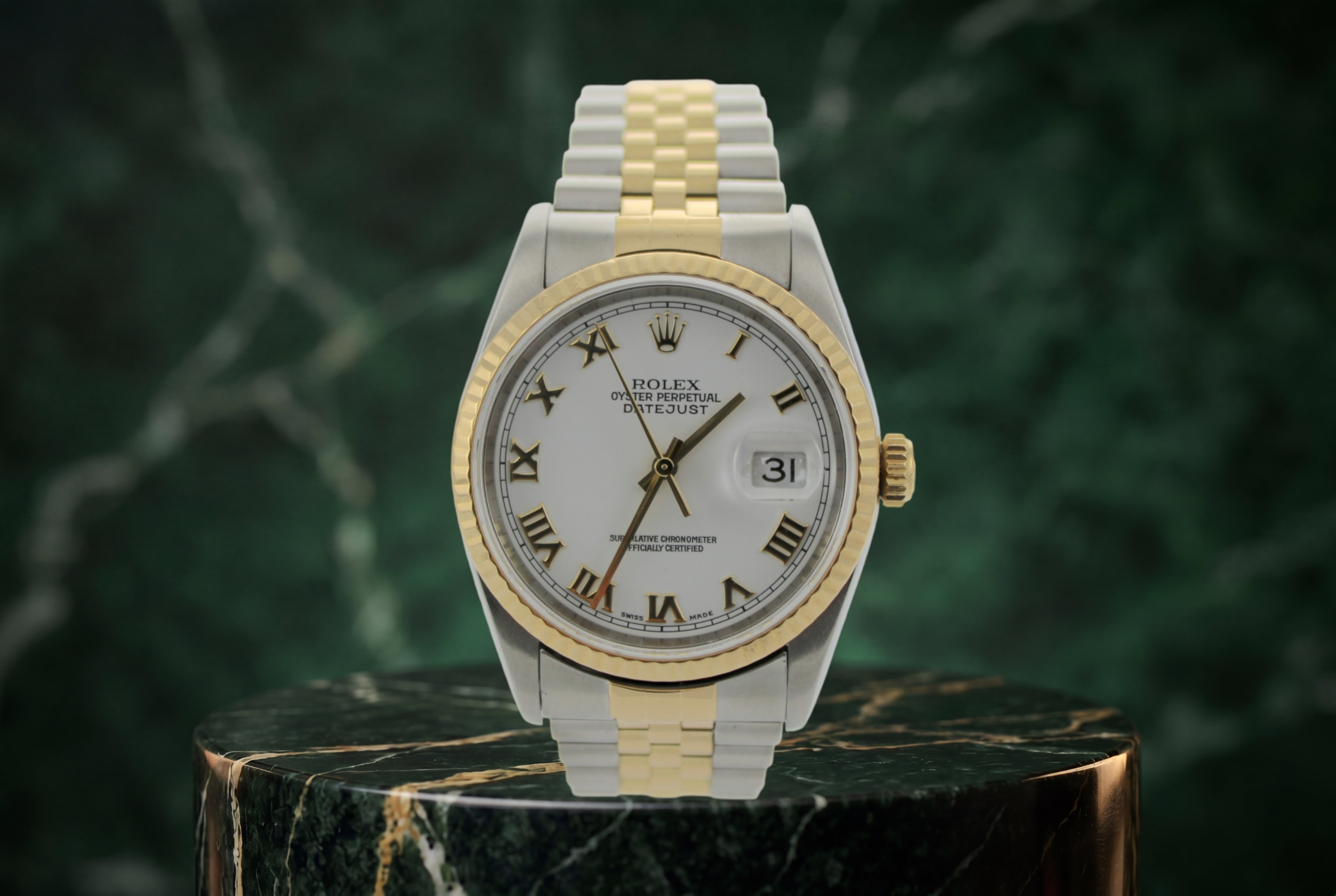 2005 Rolex Datejust White Two-Tone 18K Yellow Gold 16233 36mm Jubilee Watch SKU: JEMGG0826528